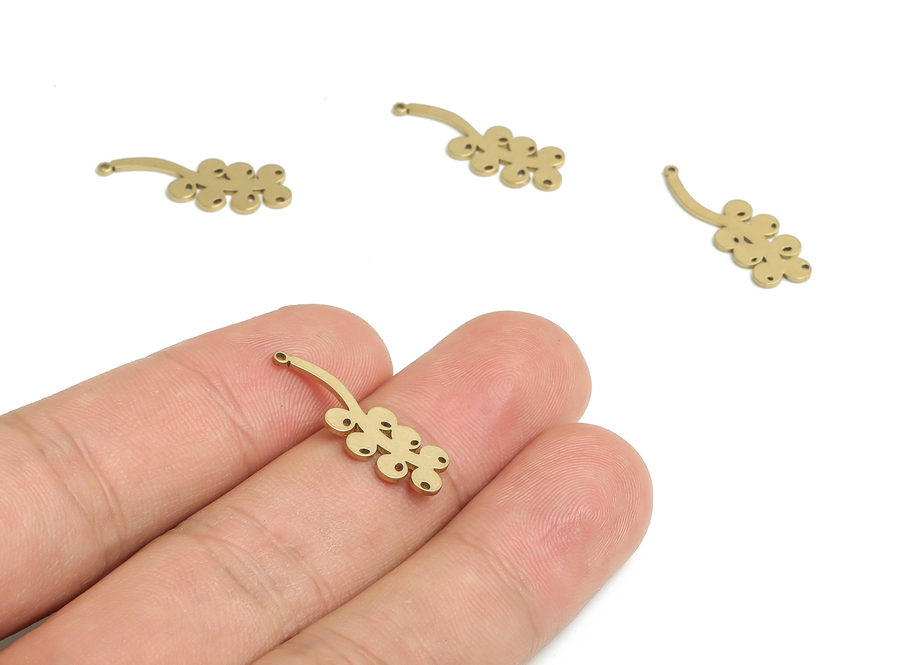 Brass Grape Earring Charms - Raw Brass Grape Pendant - Fruit Grape - DIY Jewelry Making Supplies - 23.59x8.33x0.77mm - PP4179 - DOMEDBAZAAR