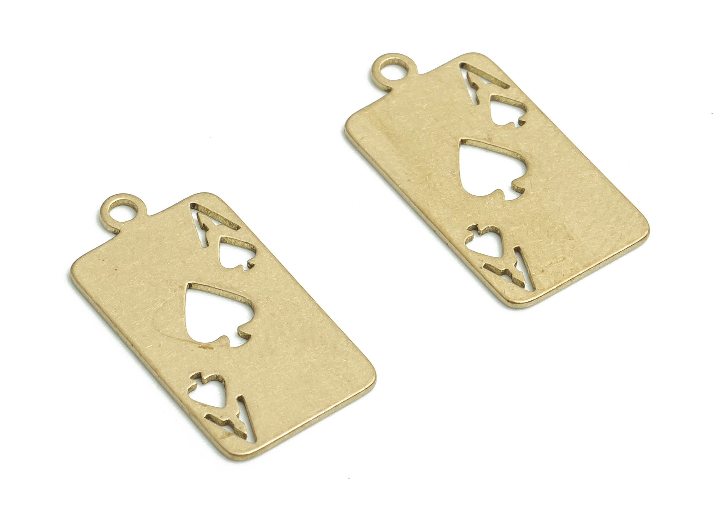Brass Ace of Spades Earrings Charms - Raw Brass Card Game Pendant  - Jewelry Making Supplies - 18.98x10x0.58mm - PP4750 - DOMEDBAZAAR