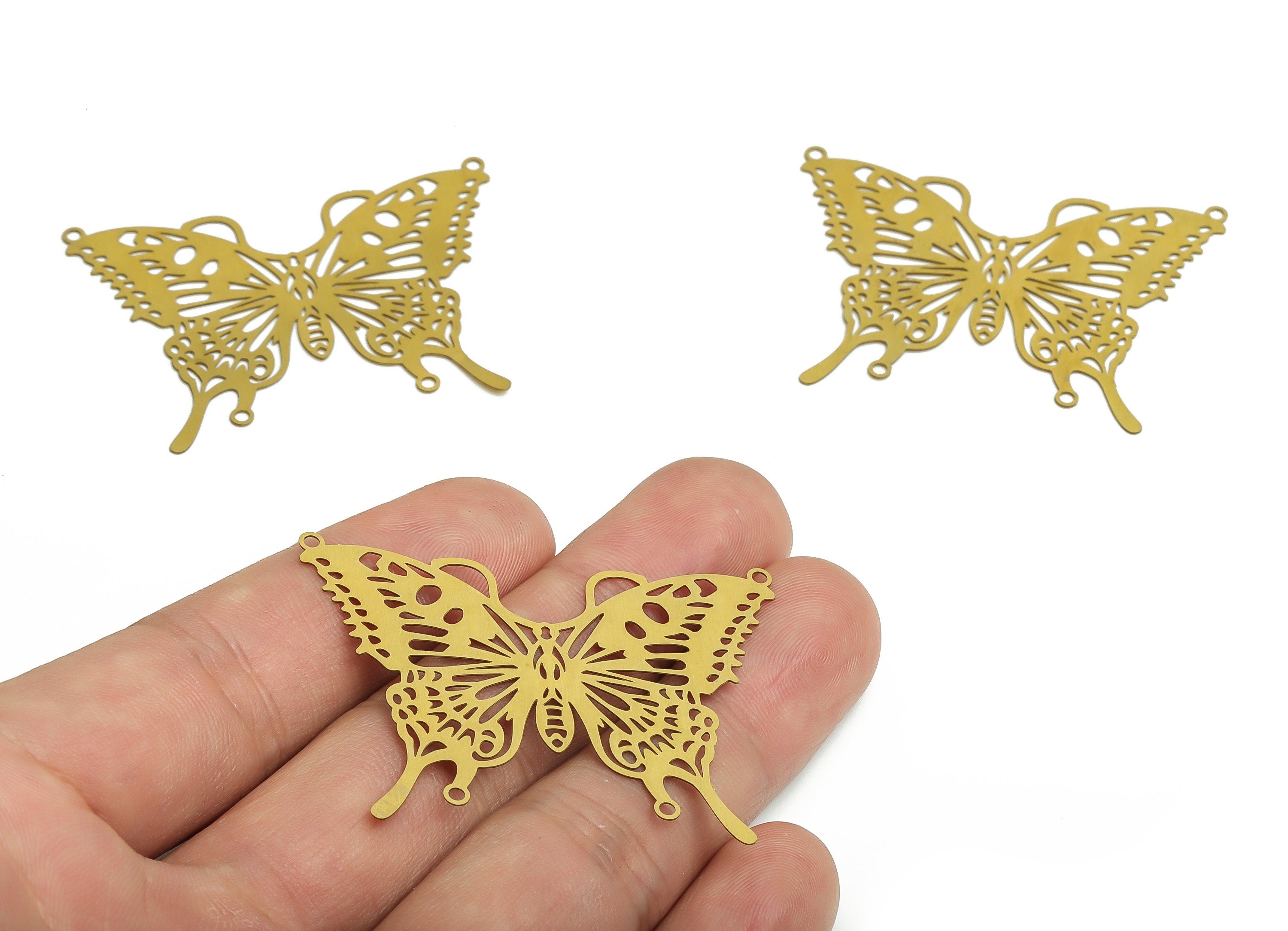 Raw Brass Butterfly Earrings Charm - Raw Brass Butterfly Pendant Charms - DIY Earring Charm - 47.83x36.52mx0.29mm - JJB6772 - DOMEDBAZAAR