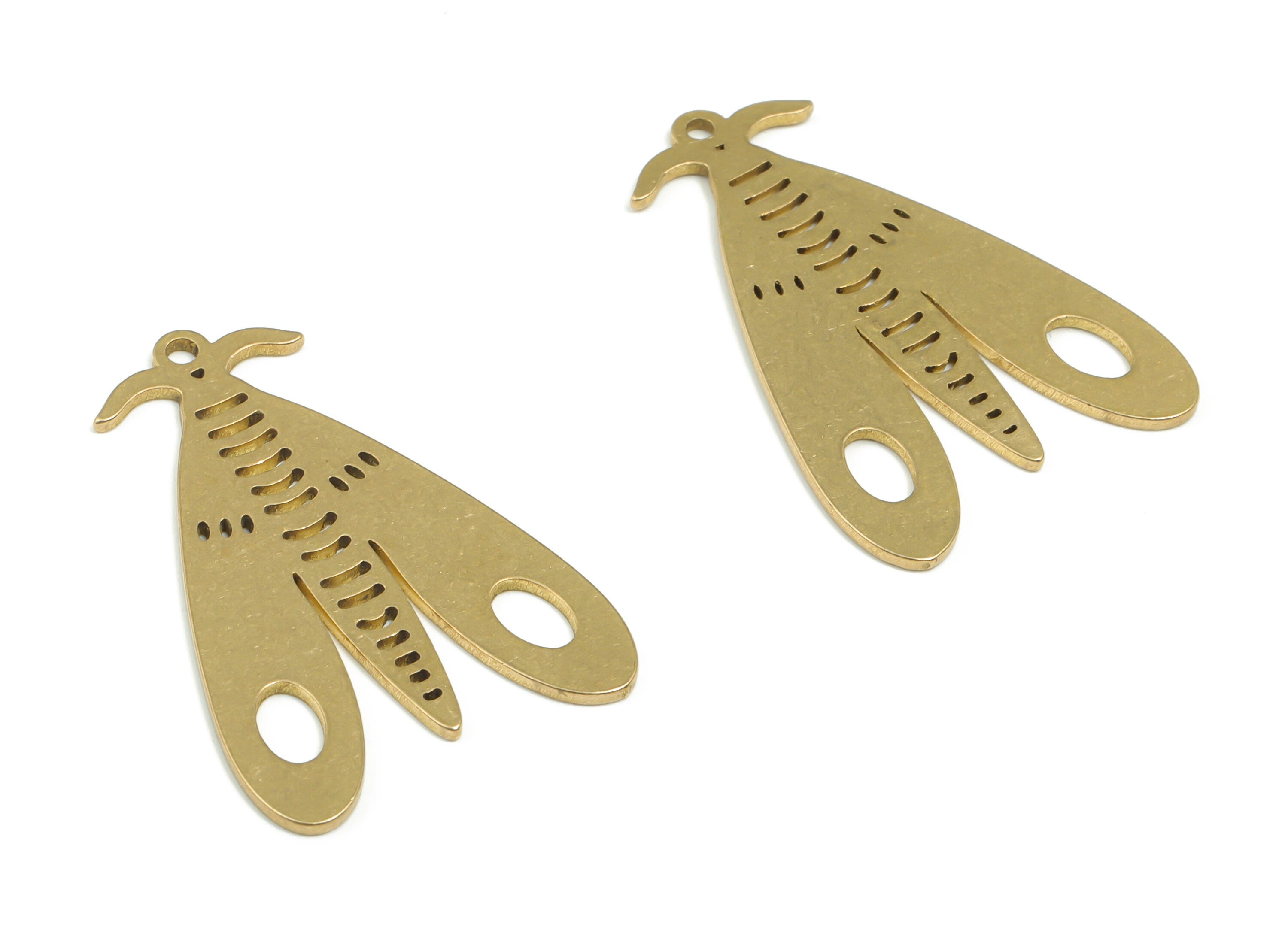 Brass Moth Earring Charms - Raw Brass Moth Pendant - DIY Jewelry Making Supplies - 31.33mm x 21.5mm x 0.86mm - PPA0329 - DOMEDBAZAAR
