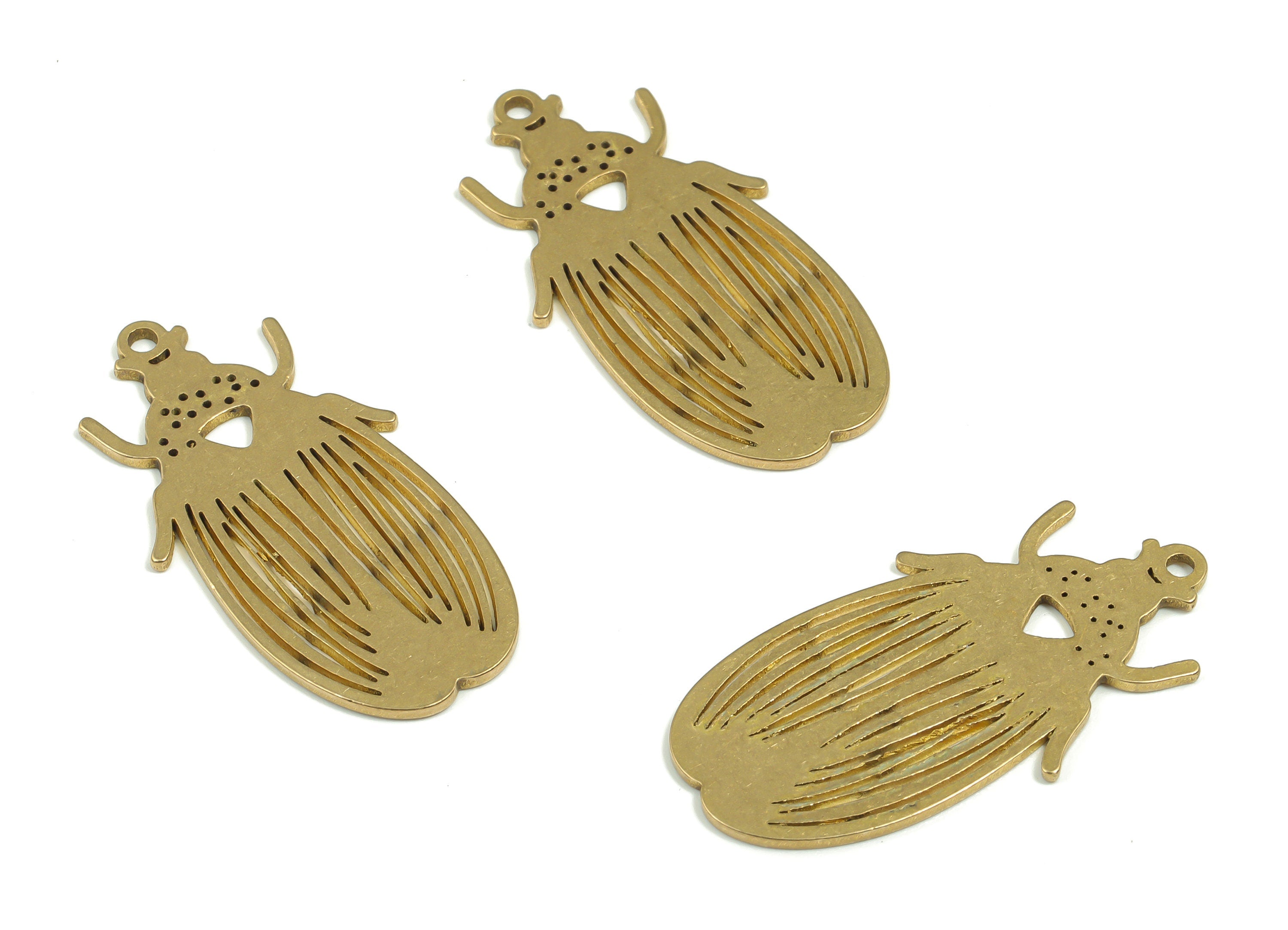 Brass Roach Earring Charms - Raw Brass Cockroach Pendant - DIY Jewelry Making Supplies - 31.37mm x 16.56mm x 0.87mm - PPA0307 - DOMEDBAZAAR