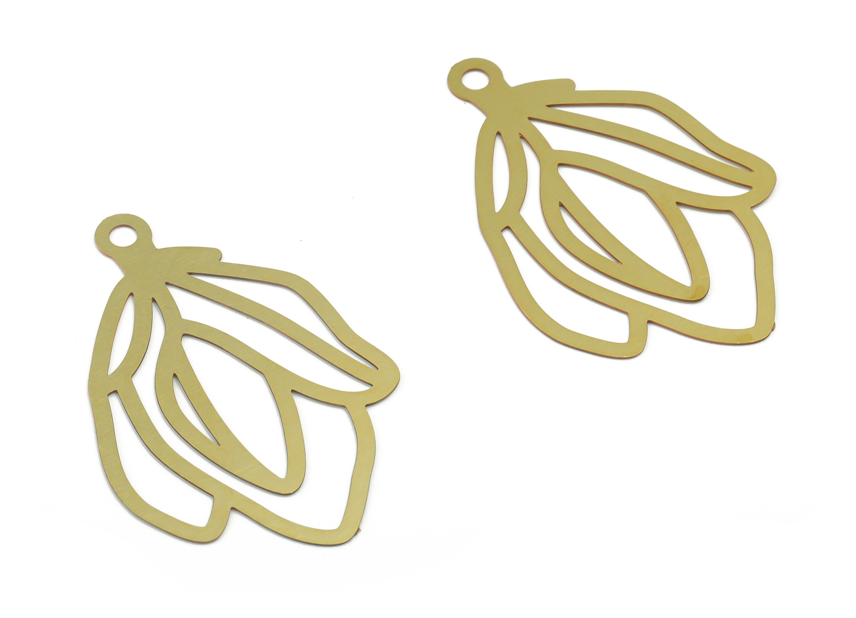 Brass Abstract Earring Charms - Raw Brass Flower Pendant - Jewelry Making Supplies - 30.35mm x 20.24mm x 0.25mm - JJC11665 - DOMEDBAZAAR