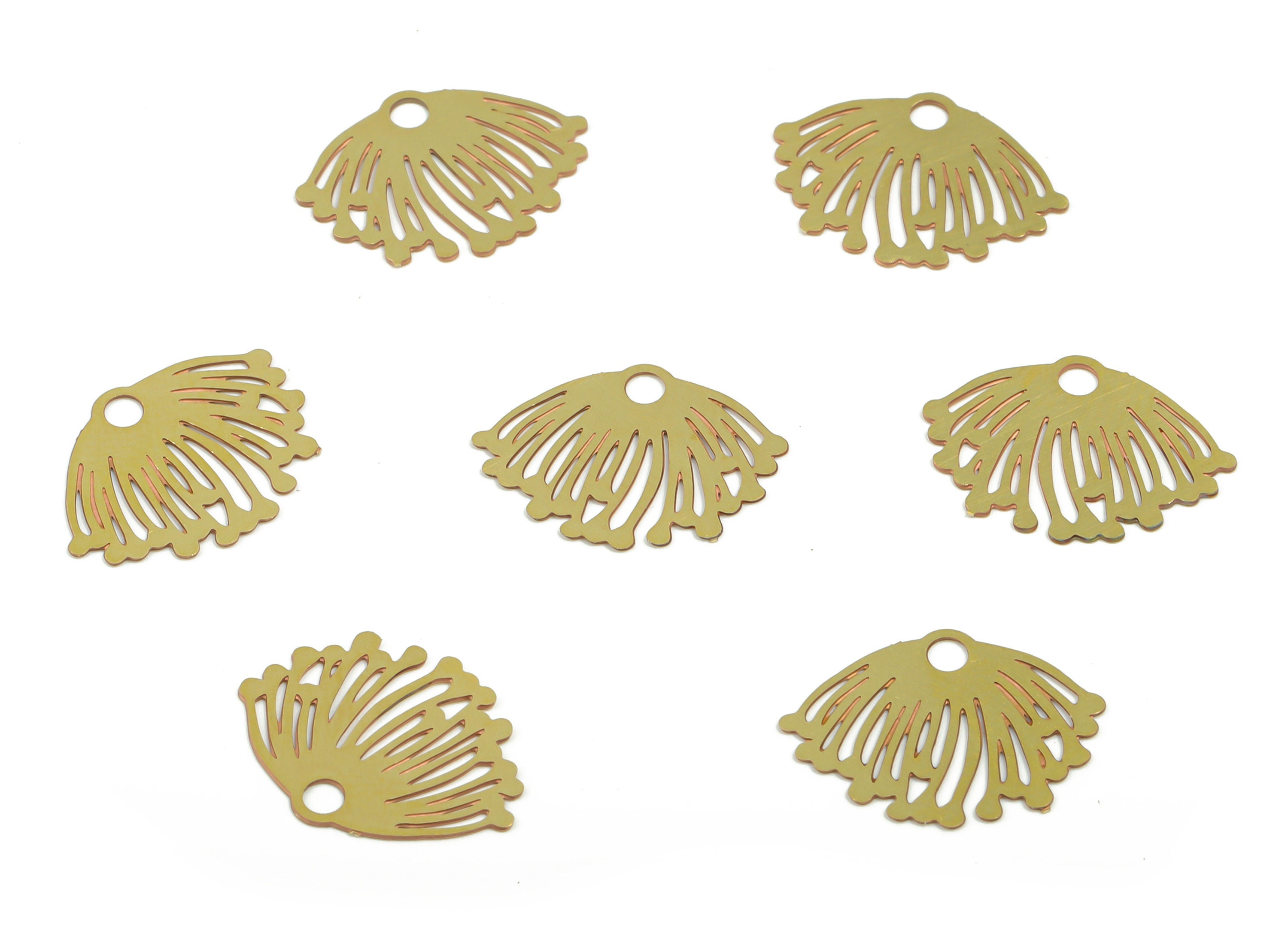 Brass Lotus Earring Charms - Raw Brass Lotus Pendant - Jewellery Making Supplies - 14.48mm x 10.96mm x 0.28mm - JJC12312 - DOMEDBAZAAR