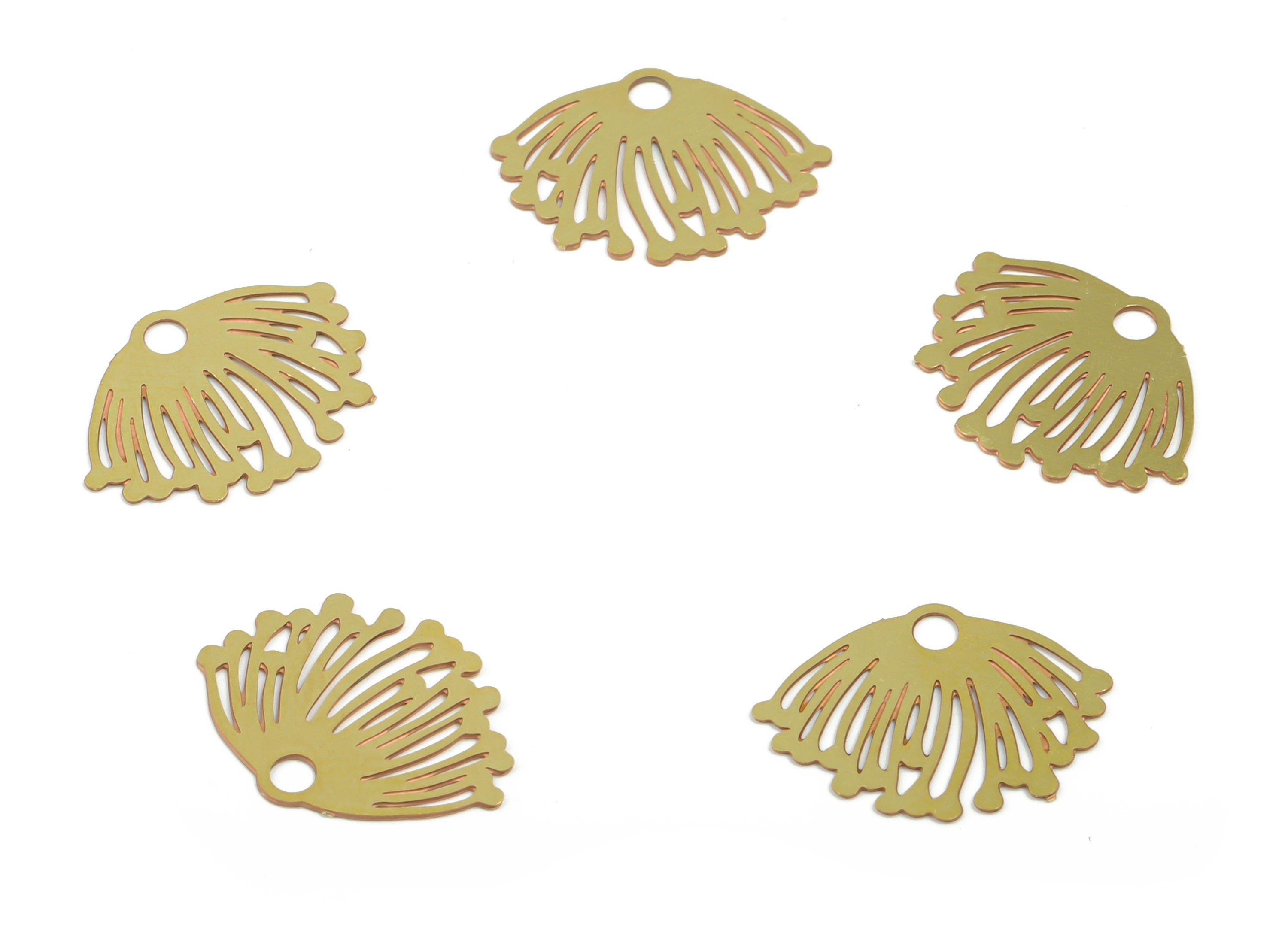 Brass Lotus Earring Charms - Raw Brass Lotus Pendant - Jewellery Making Supplies - 14.48mm x 10.96mm x 0.28mm - JJC12312 - DOMEDBAZAAR
