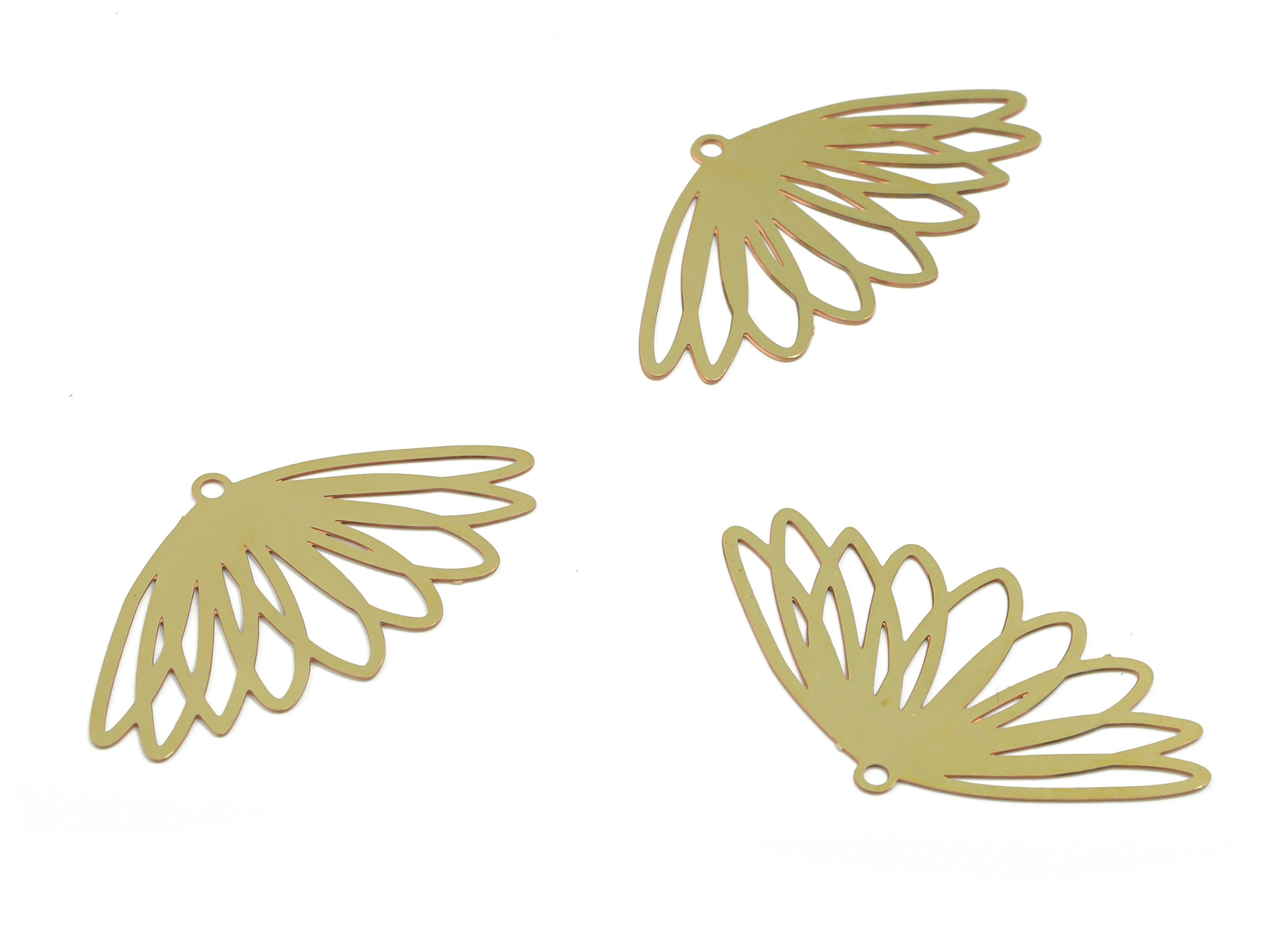 Brass Lotus Earring Charms - Raw Brass Lotus Pendant - Jewellery Making Supplies - 28.5mm x 15.92mm x 0.24mm - JJC11636 - DOMEDBAZAAR