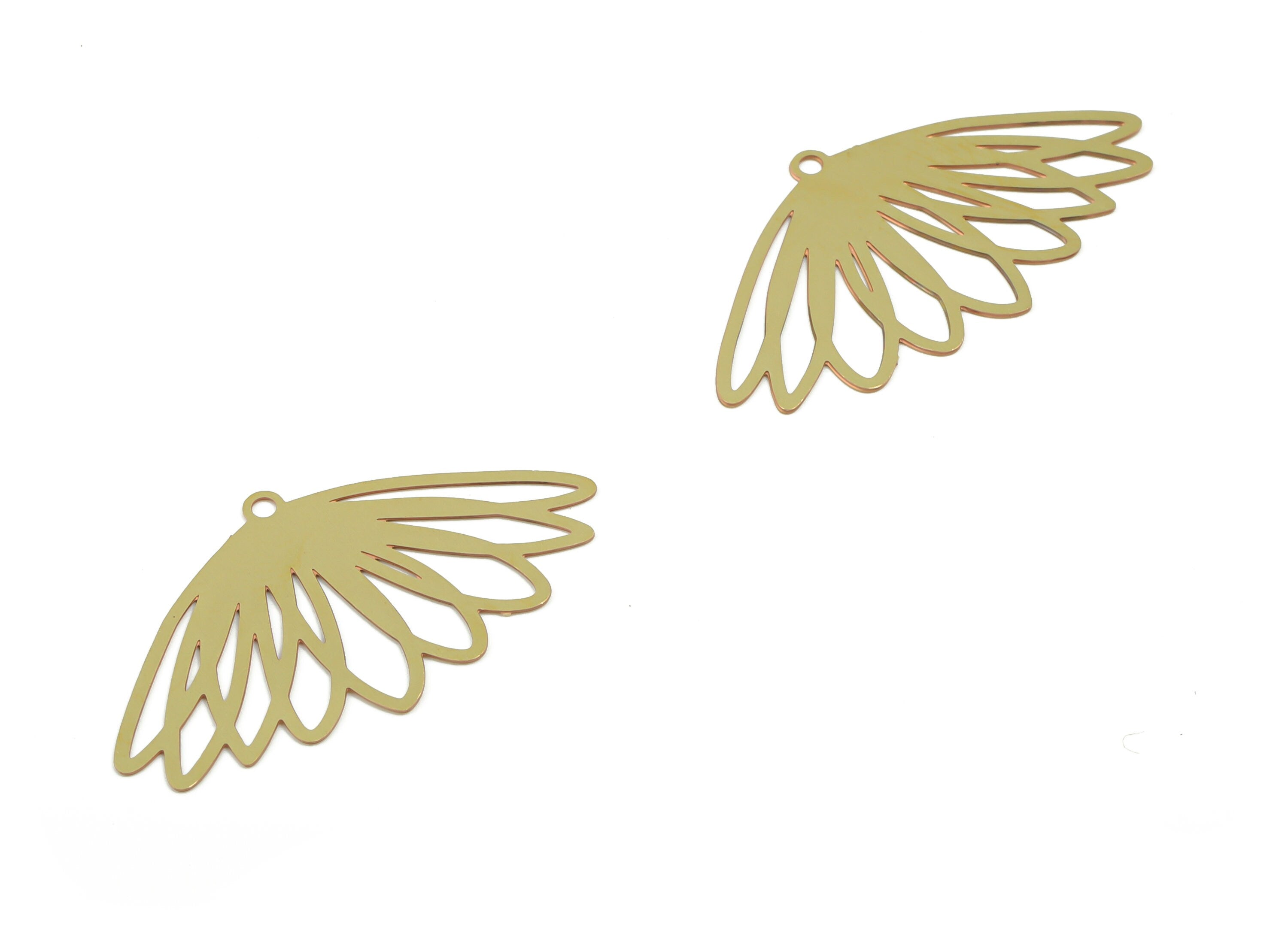 Brass Lotus Earring Charms - Raw Brass Lotus Pendant - Jewellery Making Supplies - 28.5mm x 15.92mm x 0.24mm - JJC11636 - DOMEDBAZAAR