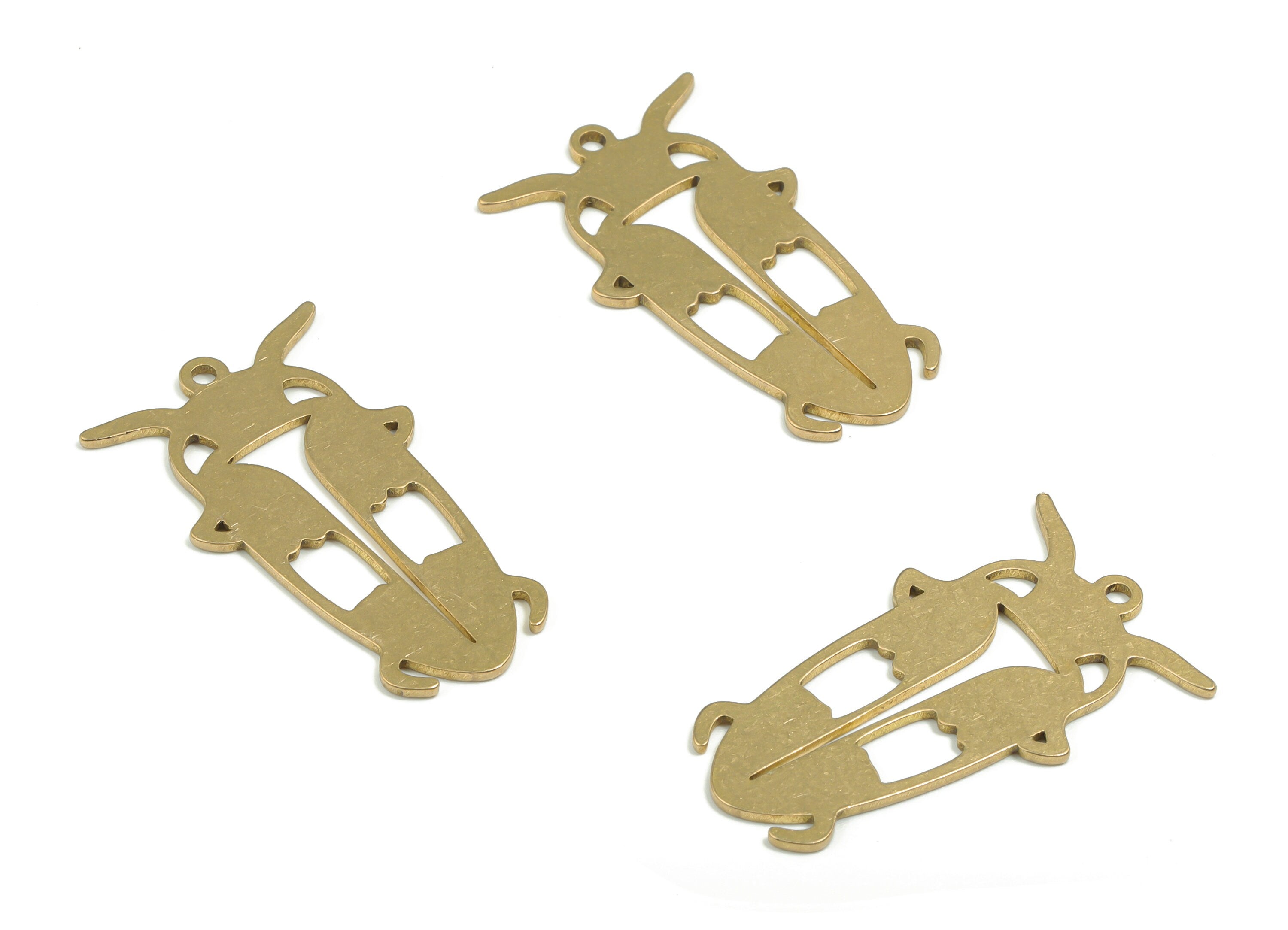 Brass Beetle Earring Charms - Raw Brass Insect Pendant - DIY Jewelry Making Supplies - 30.39mm x 17.82mm x 0.9mm - PPA0317 - DOMEDBAZAAR