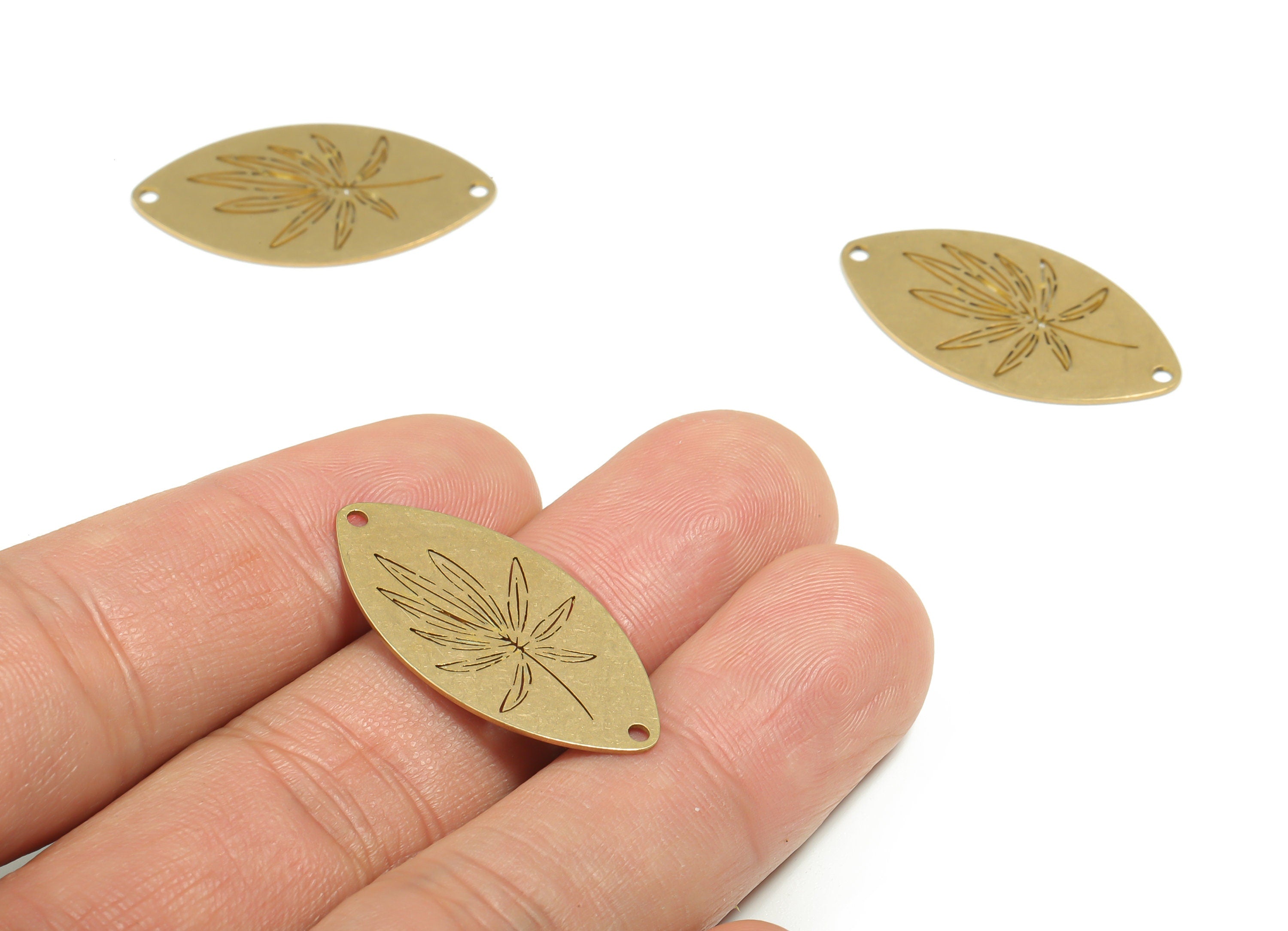 Brass Oval Lupin Earring Connectors - Raw Brass Oval Lupin Charms and Pendant - Jewelry Making Supplies - 29.76x15.62x0.57mm - PPA0313 - DOMEDBAZAAR