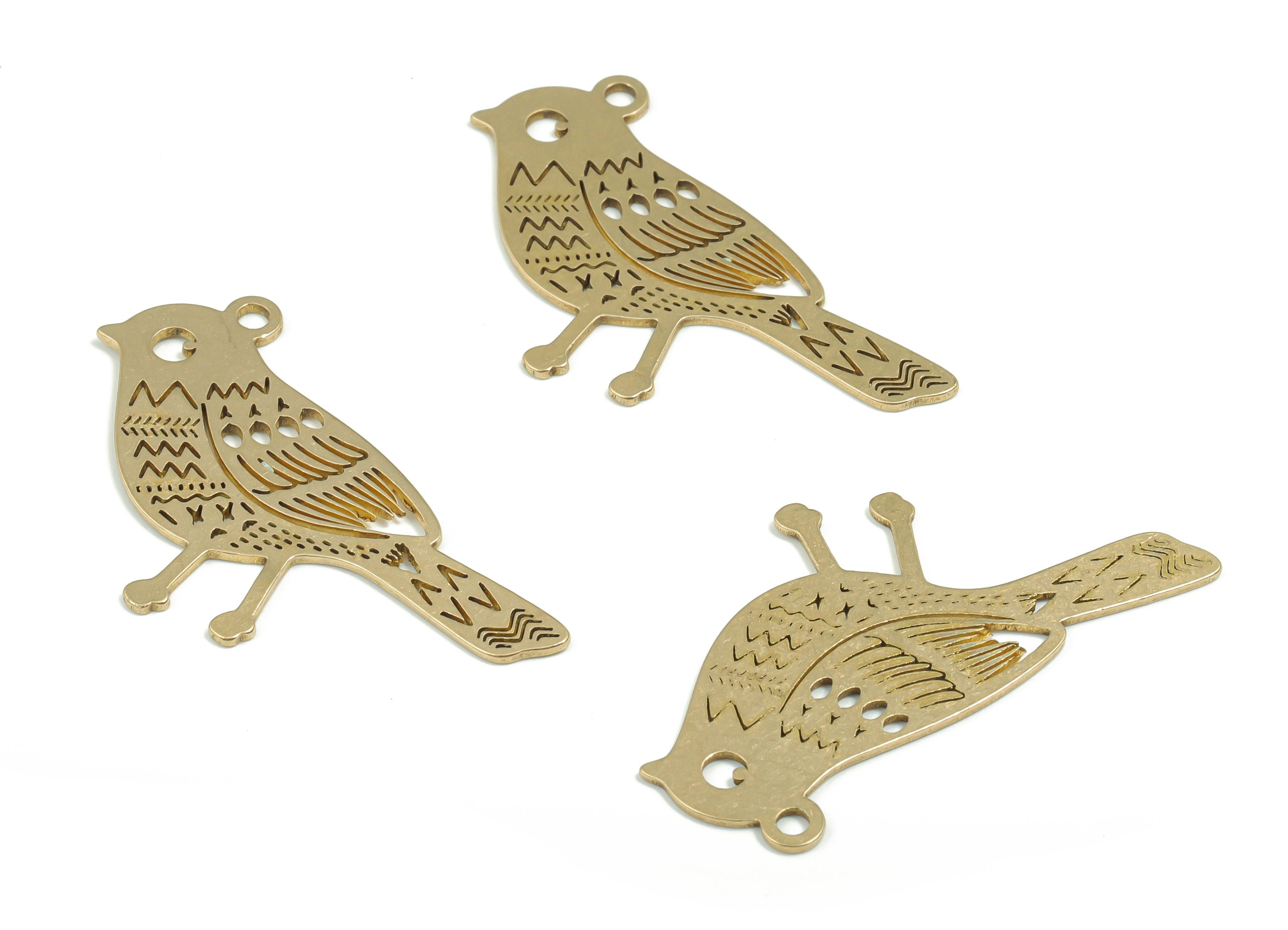 Brass Sparrow Earring Charms - Raw Brass Sparrow Pendant - Jewelry Making Supplies - 39.5mm x 20.96mm x 0.78mm - PPA0076 - DOMEDBAZAAR