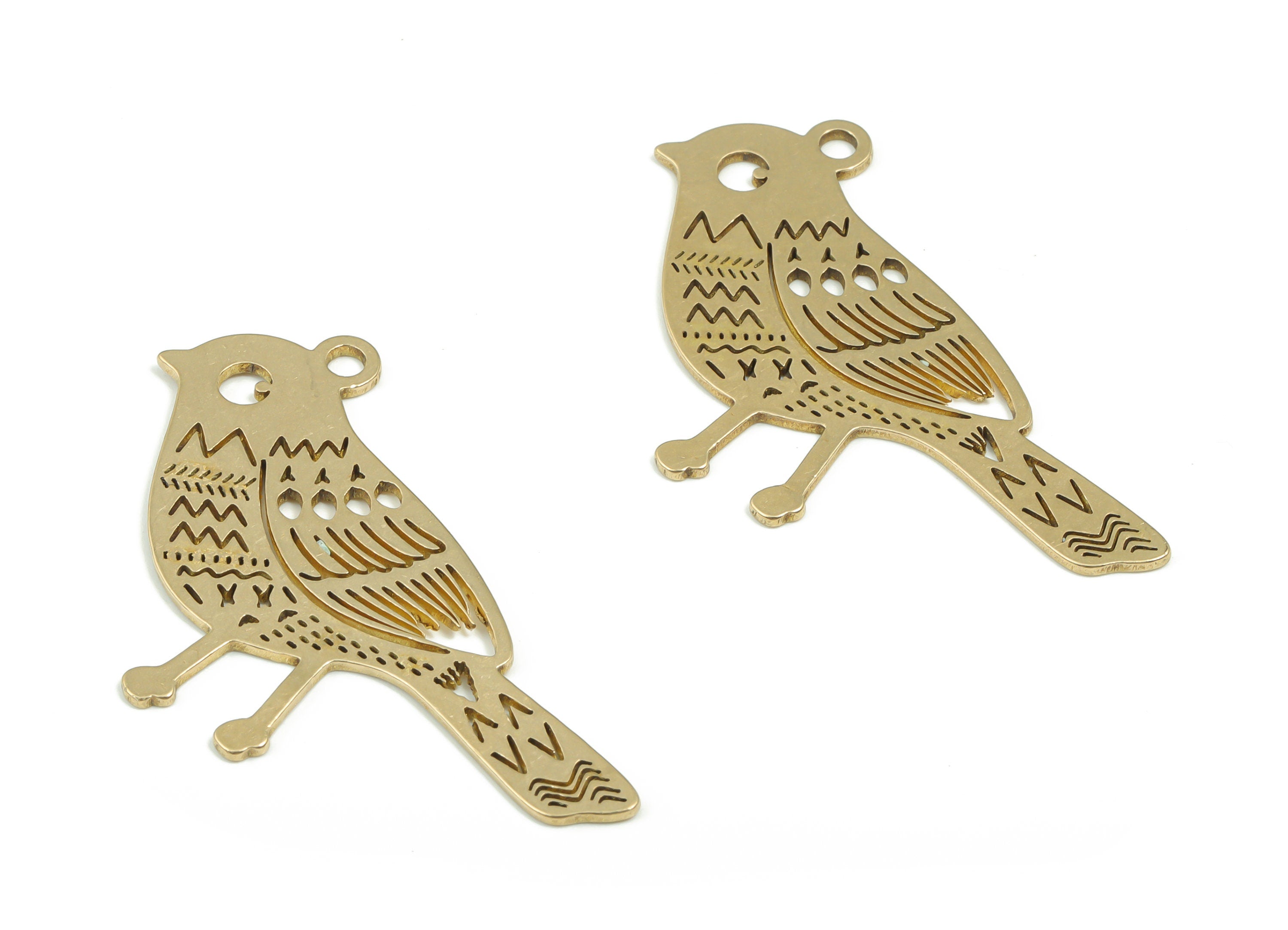 Brass Sparrow Earring Charms - Raw Brass Sparrow Pendant - Jewelry Making Supplies - 39.5mm x 20.96mm x 0.78mm - PPA0076 - DOMEDBAZAAR