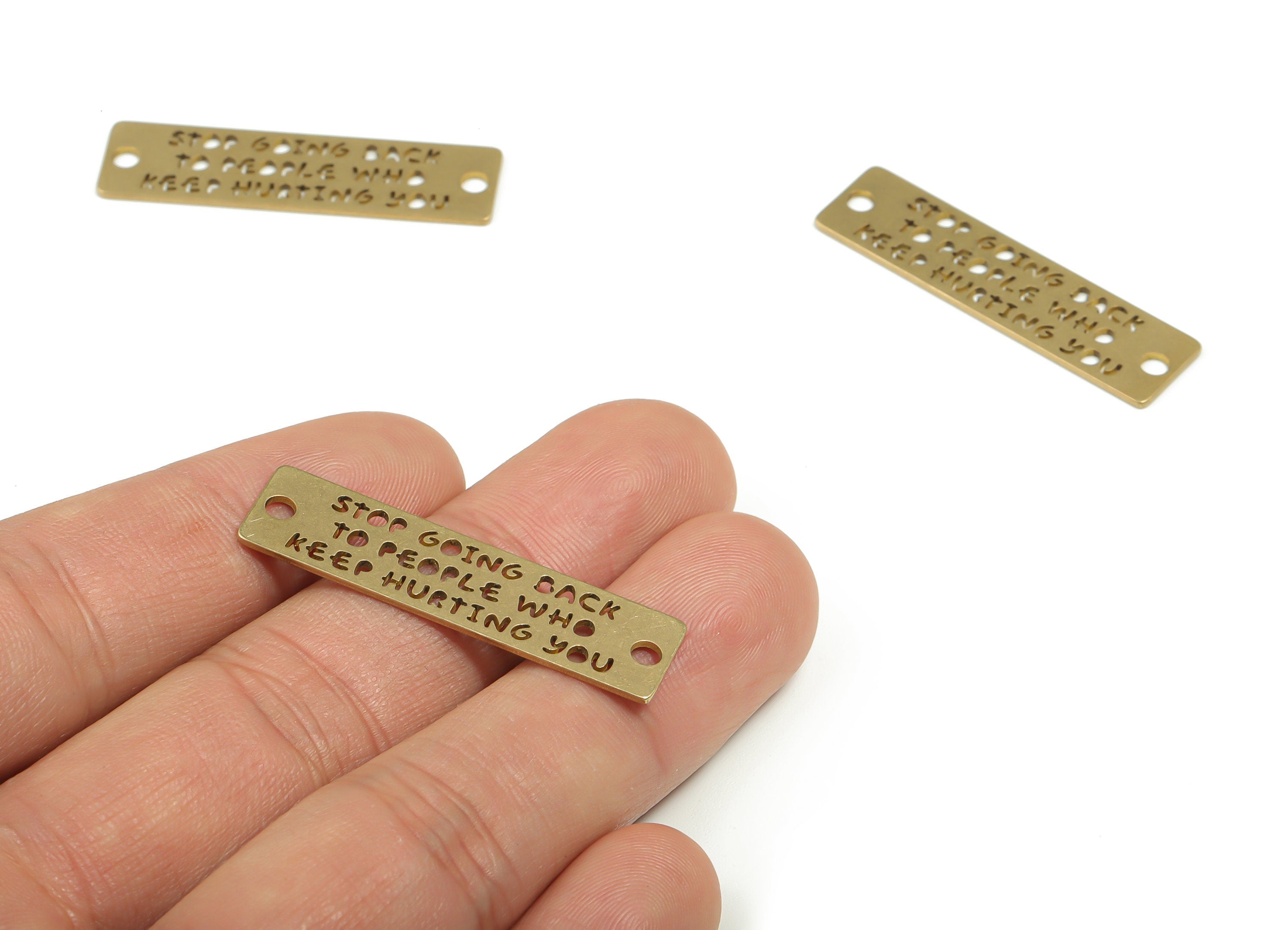 Brass Rectangle Earring Connectors - Raw Brass English Charms and Pendant - Jewelry Making Supplies - 37.8x9.87x0.75mm - PPZ0049-1 - DOMEDBAZAAR