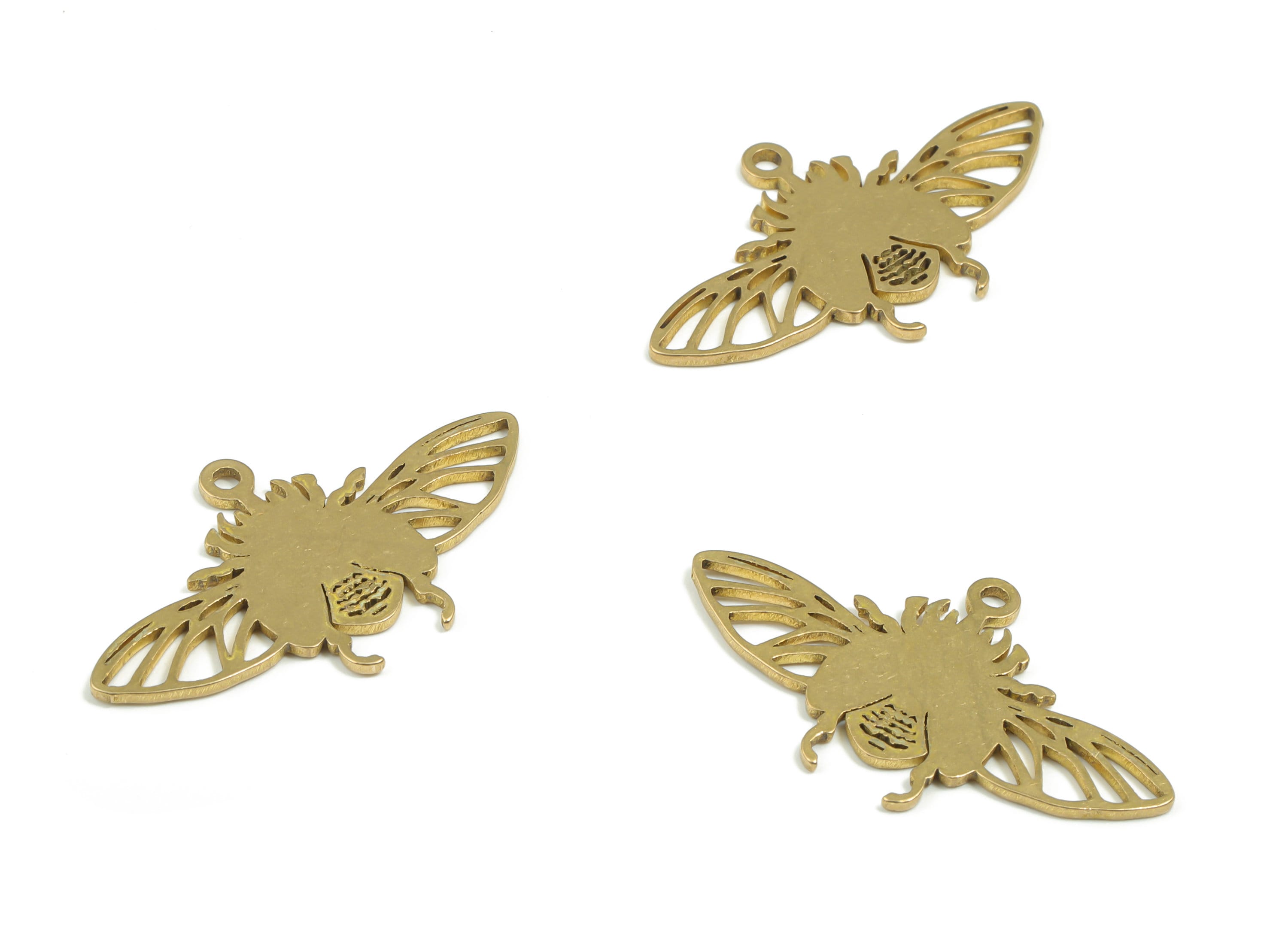 Brass Insect Earring Charms - Raw Brass Leafs Pendant - DIY Jewelry Making Supplies - 29.82mm x 17.16mm x 0.85mm - PPA0321 - DOMEDBAZAAR
