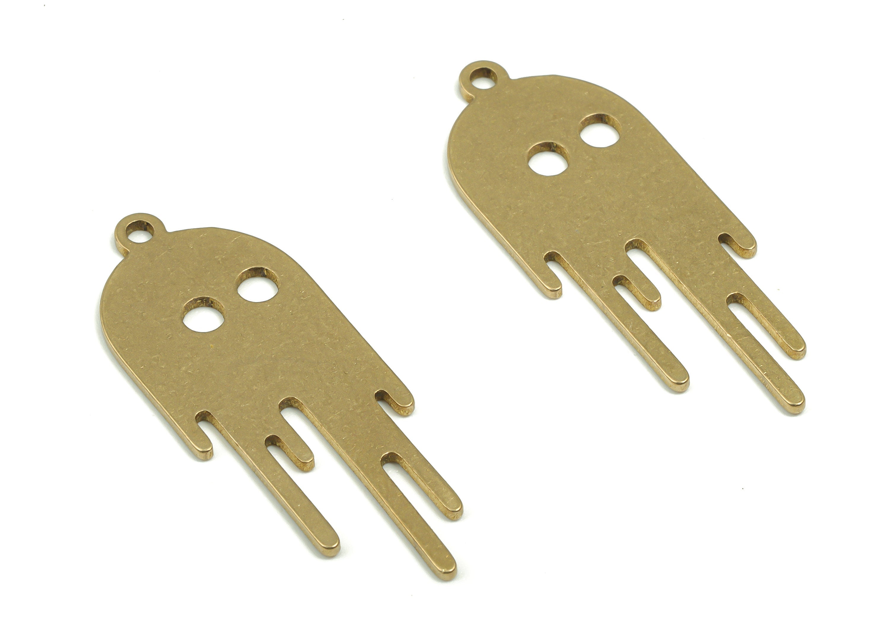 Brass Melting Ghost Earring Charms - Raw Brass Melting Ghost Pendant - DIY Jewelry Making Supplies - 32.18mm x 12.57mm x 0.87mm - PPZ0056 - DOMEDBAZAAR