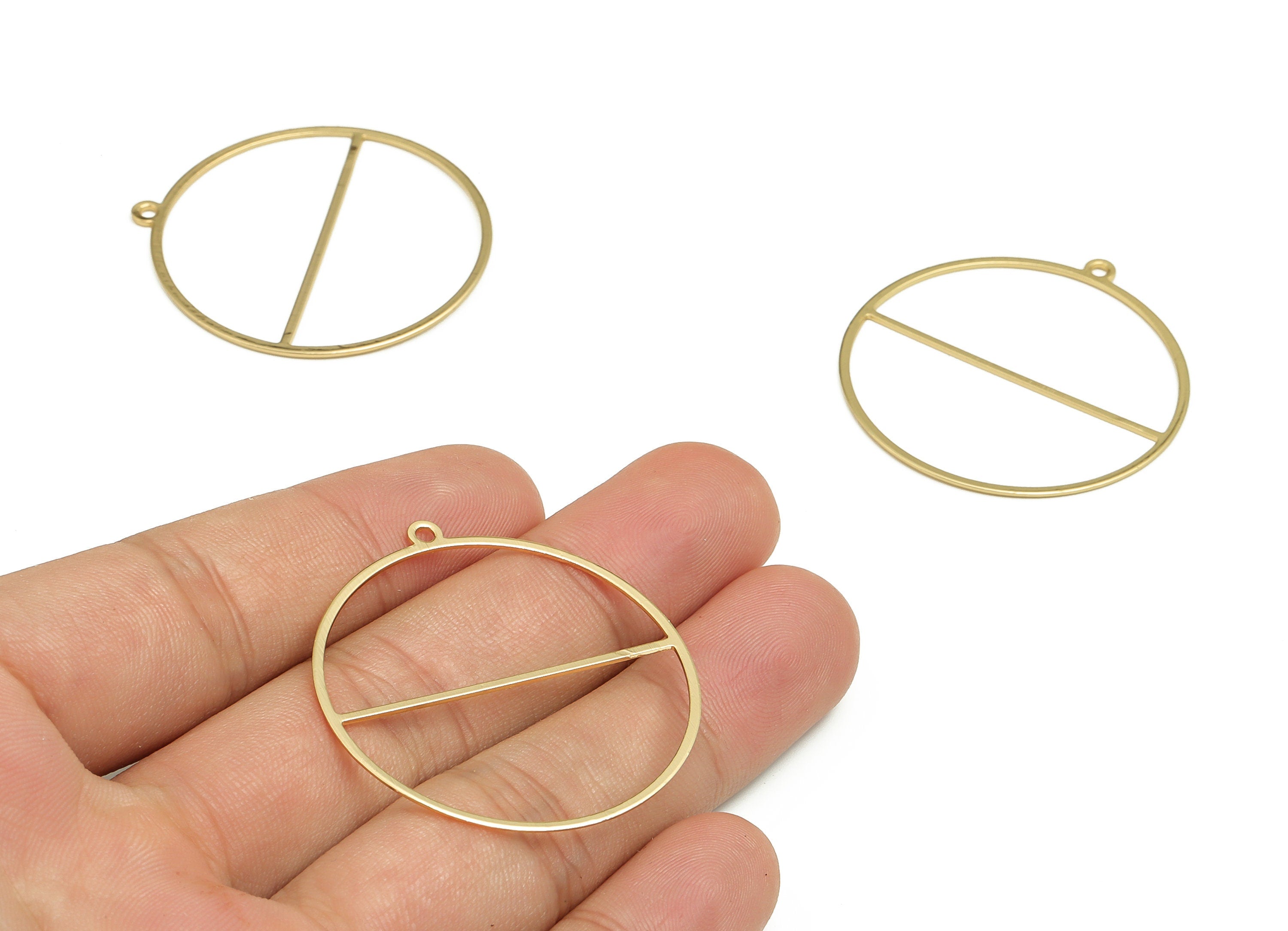 Brass Textured Circle Earring Charms - 18K Real Gold Plated - Brass Round Earring Charms – Jewelry Supplies - 41.03x38.42x0.71mm - RGP2856G - DOMEDBAZAAR