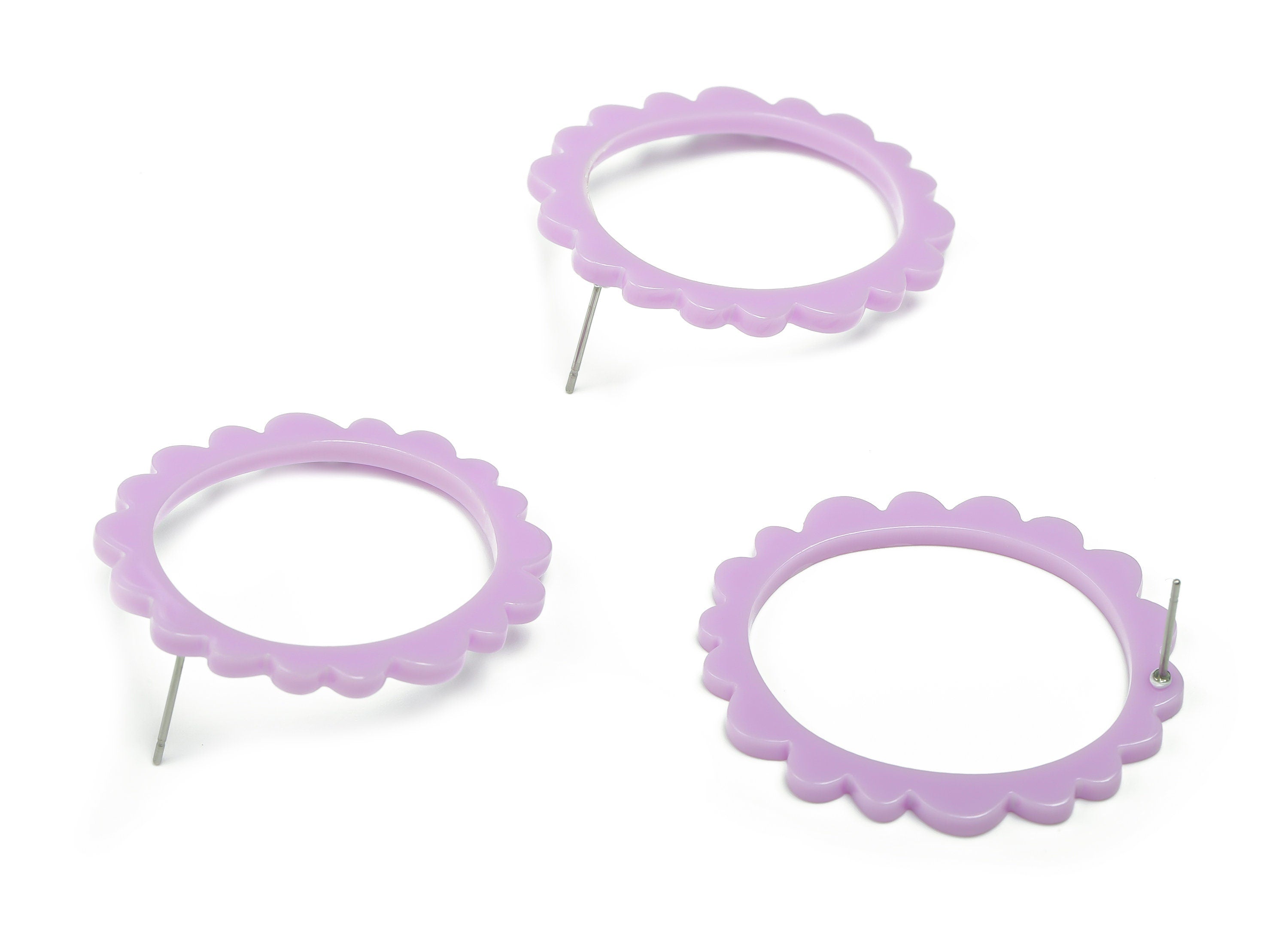 Acrylic Wave Oval Earring Post - Acrylic Flower Hoop Stud - 316 Surgical Stainless Steel - Color Code: A675 - 39.87x34.7x2.4mm - AC2359-A675 - DOMEDBAZAAR