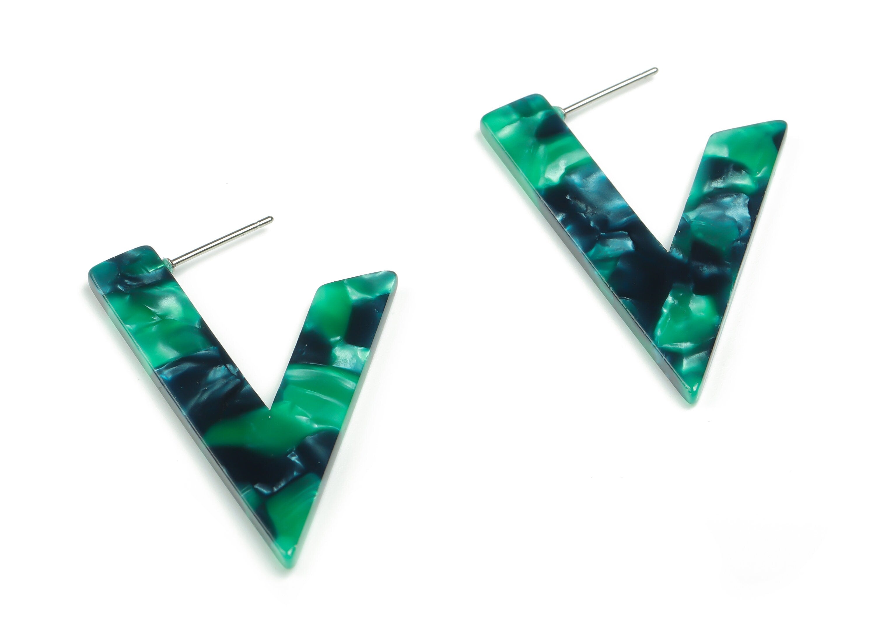 Acetate V Earring Post - Acetate V Earring Stud - 316 Stainless Steel Surgical Stud - Color Code: A13 - 39.68x25.61x2.63mm - AC2350-A13 - DOMEDBAZAAR