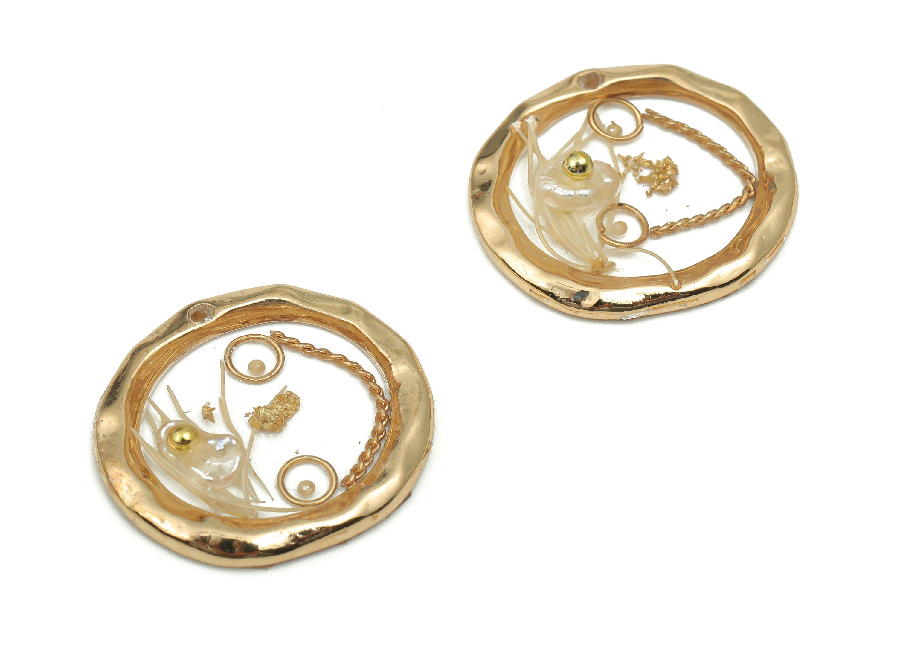 Brass Round Earring Charms -Brass Circle Pendant - Brass Round Pattern Pendant - Alloy Pattern Circle Pendant -22.93x21.24x2.7mm - RC1199 - DOMEDBAZAAR