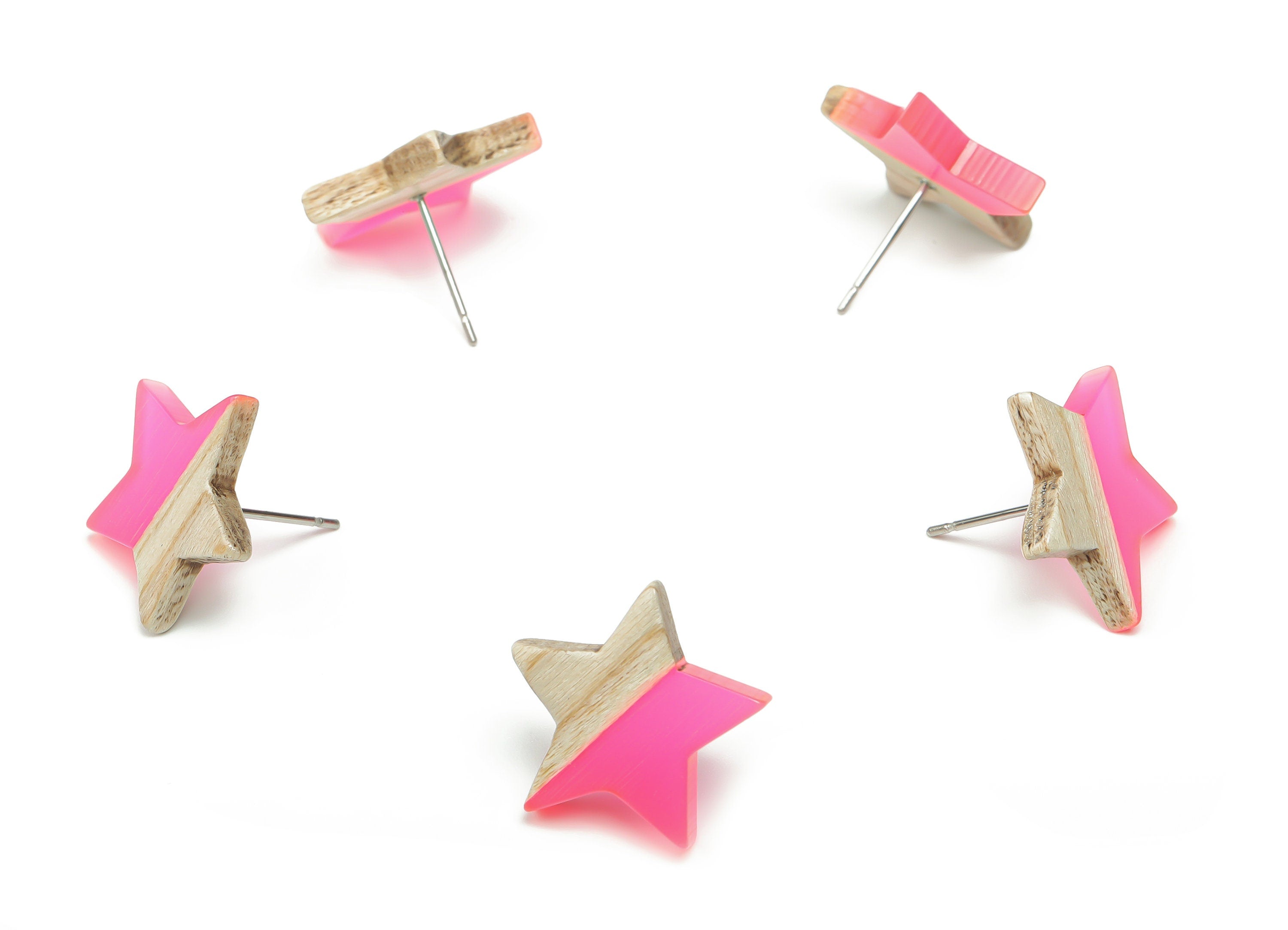 Plain Wood Star Earring Stud -  Resin Star Post - 316 Surgical Stainless Steel Stud - Jewelry Making Supplies - 18.17x17.06x3.4mm - BB1131C - DOMEDBAZAAR