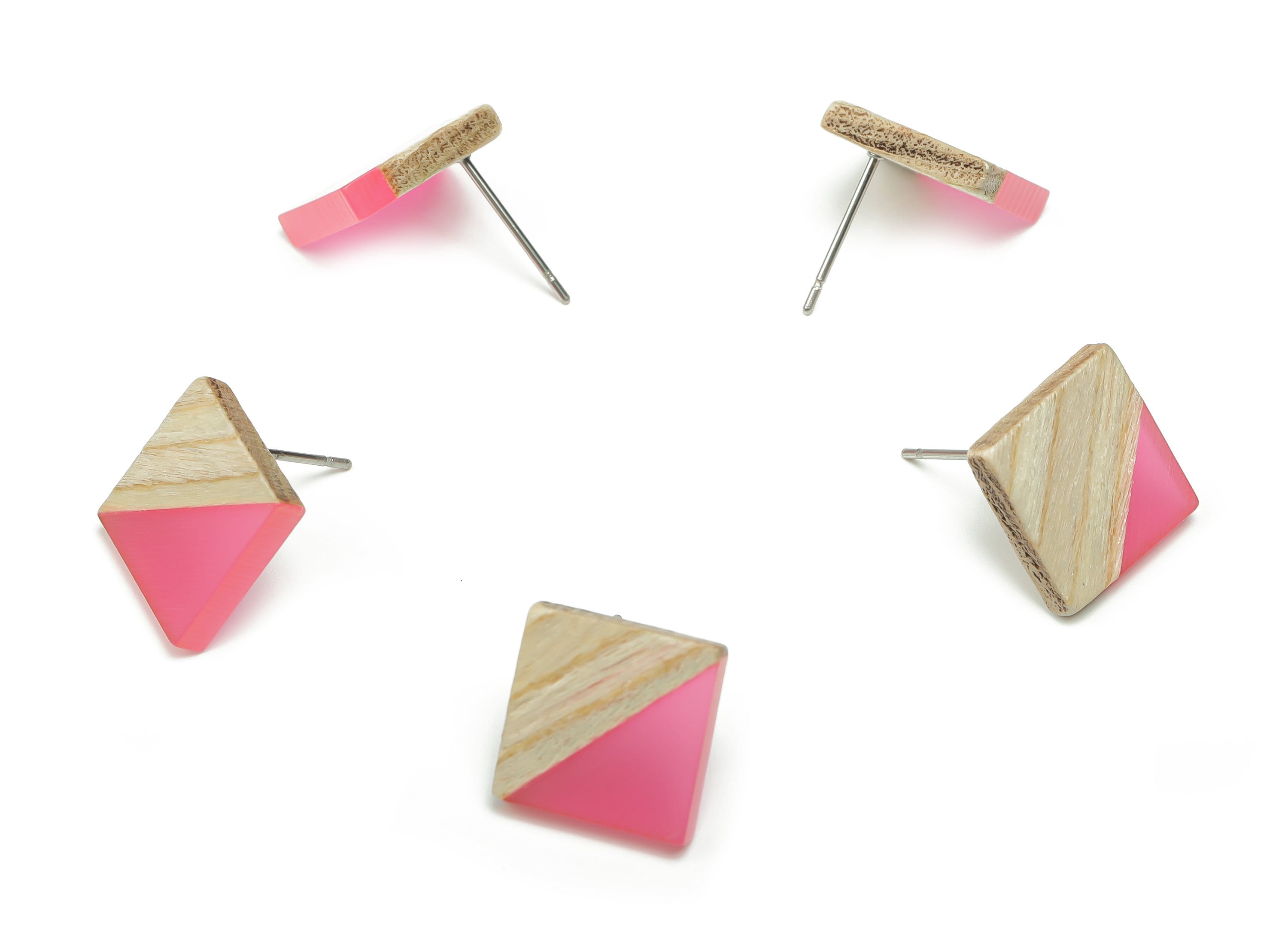 Plain Wood Square Earring Stud - Resin Square Post - 316 Surgical Stainless Steel Stud - Jewelry Supplies - 12.81x12.74x2.96mm - BB1134J - DOMEDBAZAAR