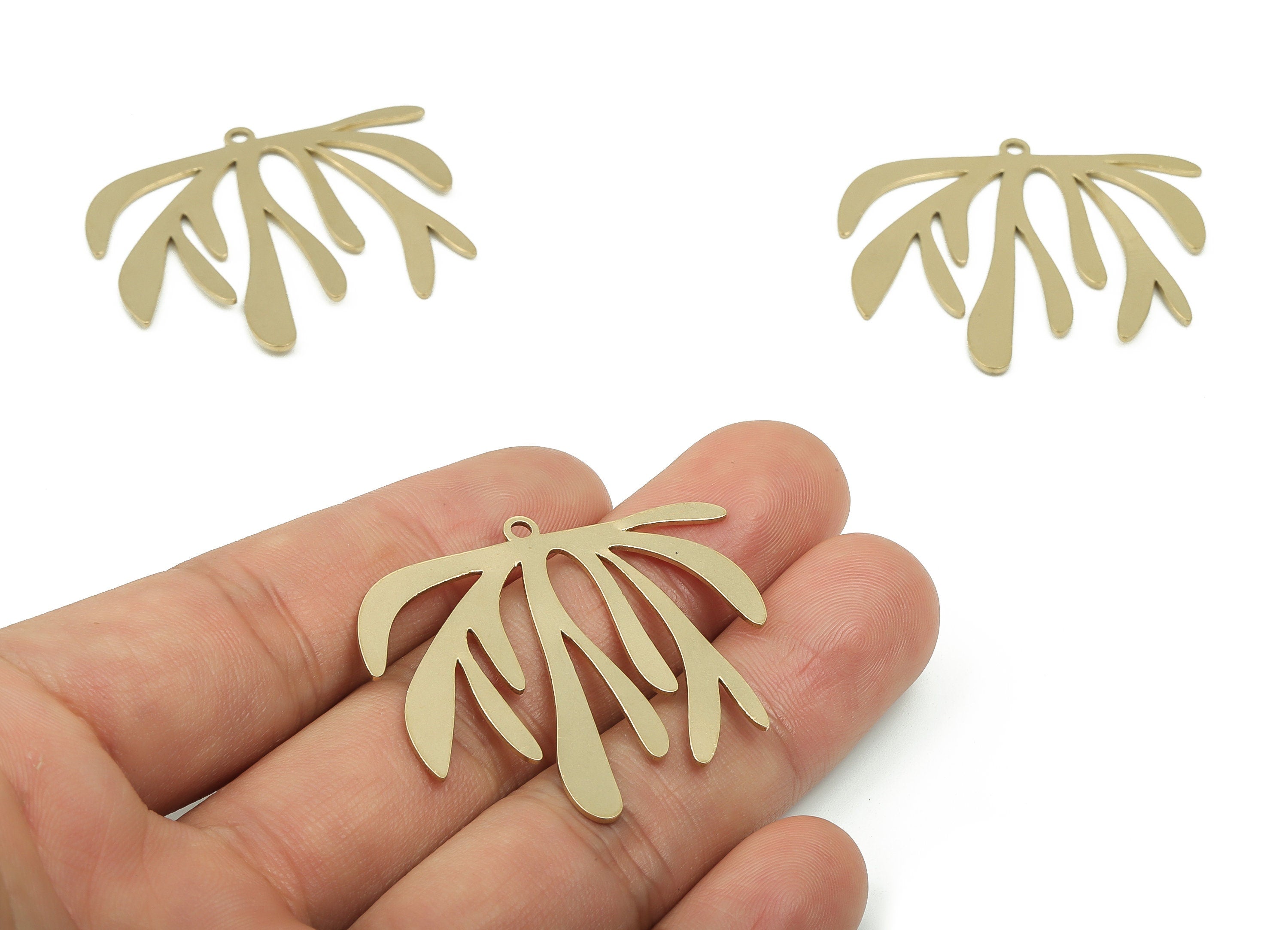 Brass Branch Earring Charms - Raw Brass Antler Pendant - DIY Jewelry Making Supplies - 38.72x36.69x0.86mm - PPA0082 - DOMEDBAZAAR