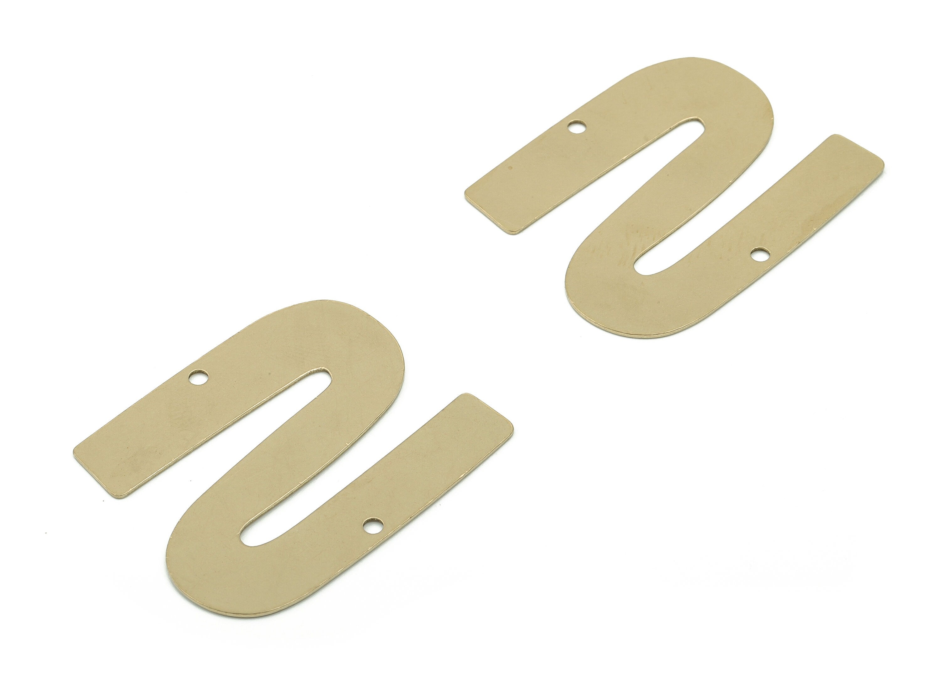 Personalized stamping blank - Brass S Earring Connector - Raw Brass U Charms and Pendant - Jewelry Supplies - 38.03x30.59x0.63mm - PPA0004 - DOMEDBAZAAR