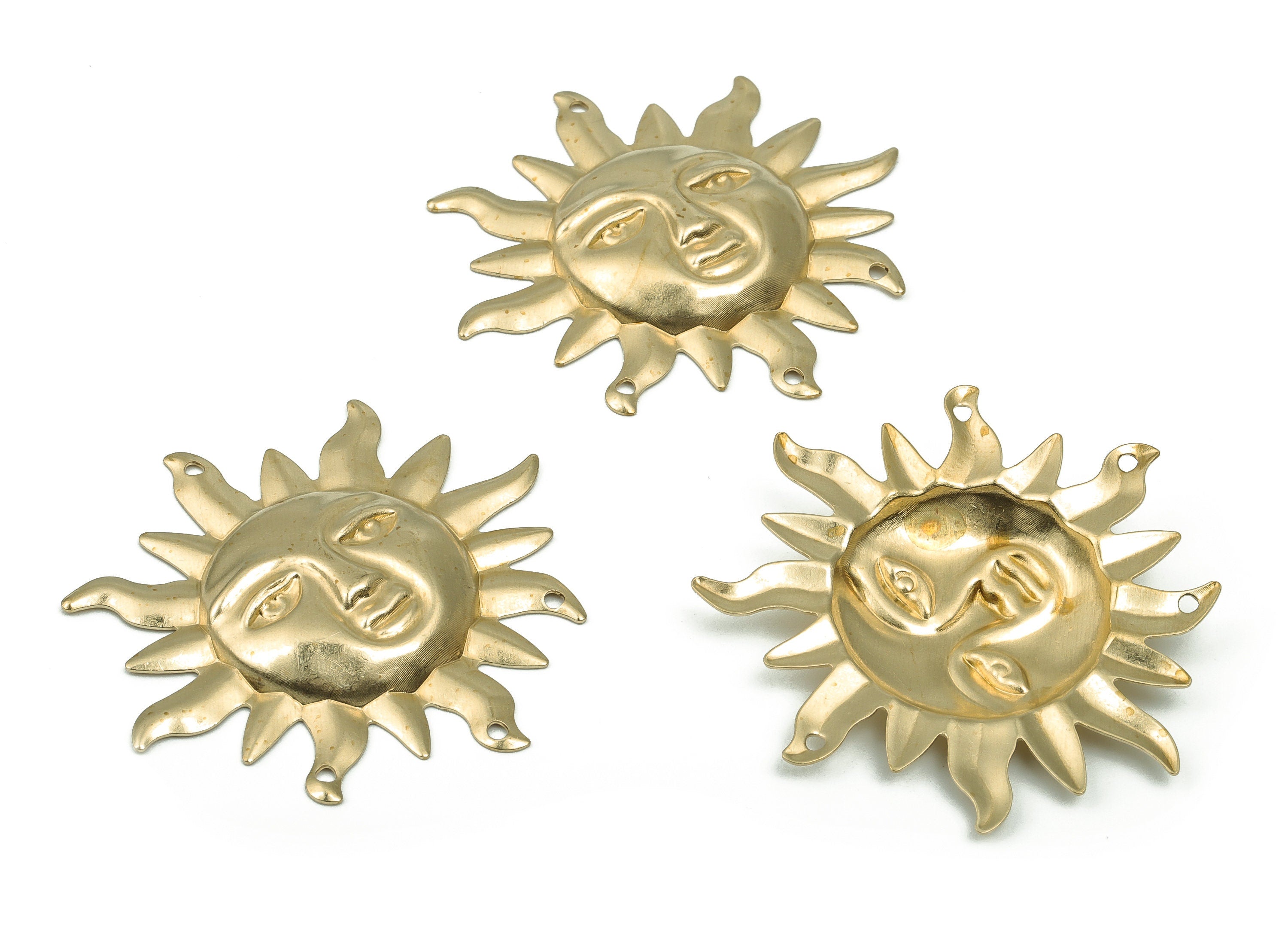Raw Brass Sun Face Charm - Brass Sun Pendant Charms - Brass Round Sun Face Bracelet Charm - Jewelry Supplies - 47.7x45.93x1.26mm - PP4833 - DOMEDBAZAAR