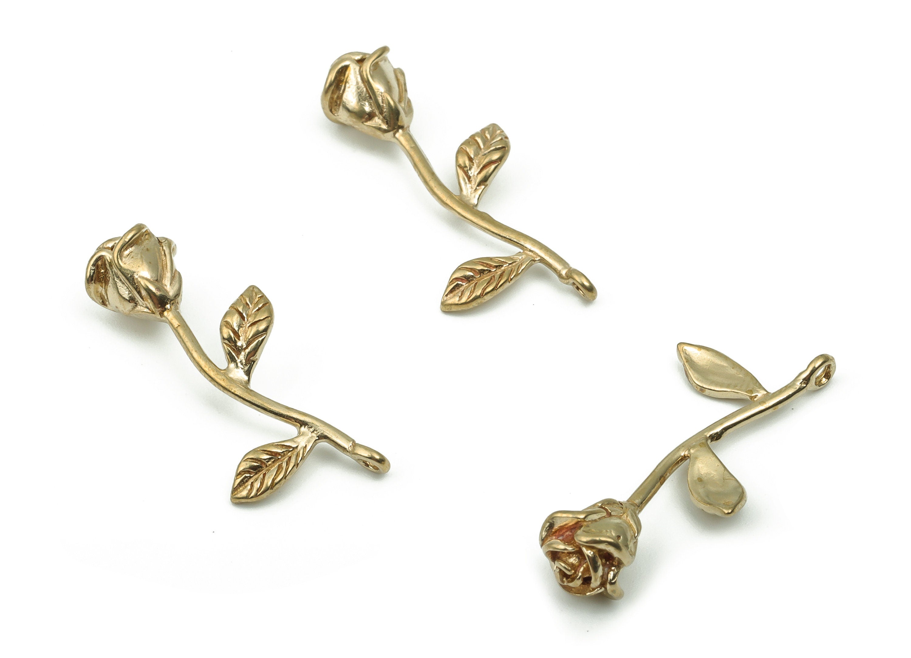 Brass Rose Flower Earrings Charm - Raw Brass Flower Pendant Charms - Flower Jewelry Findings - Jewelry Supplies -25.14x9.74x5.73mm- PP4847 - DOMEDBAZAAR
