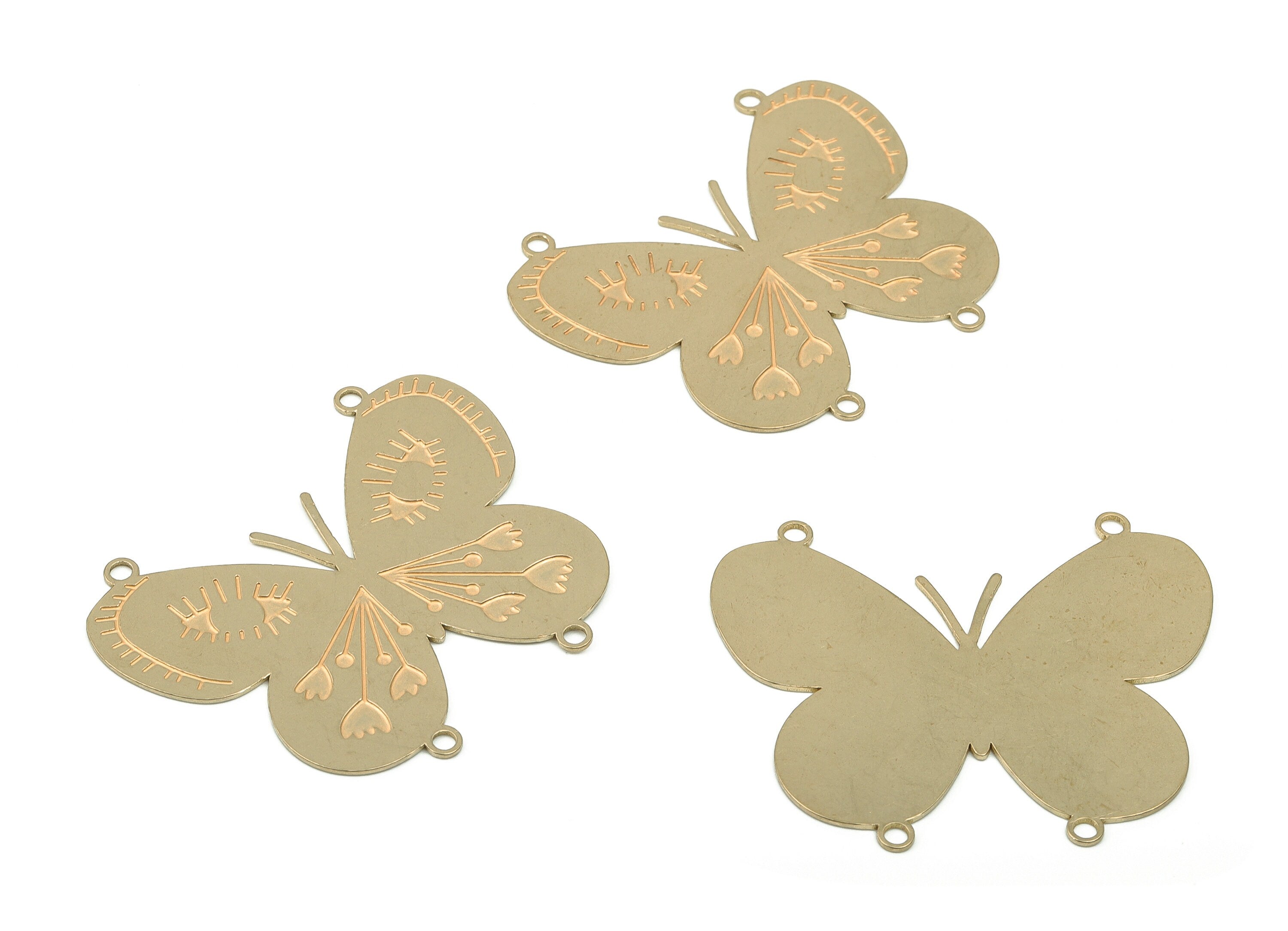 Brass Butterfly Earring Connectors - Raw Brass Flower Eye Charms and Pendant - DIY Jewelry Making Supplies - 39.81x33.78x0.58mm - PPA0047 - DOMEDBAZAAR