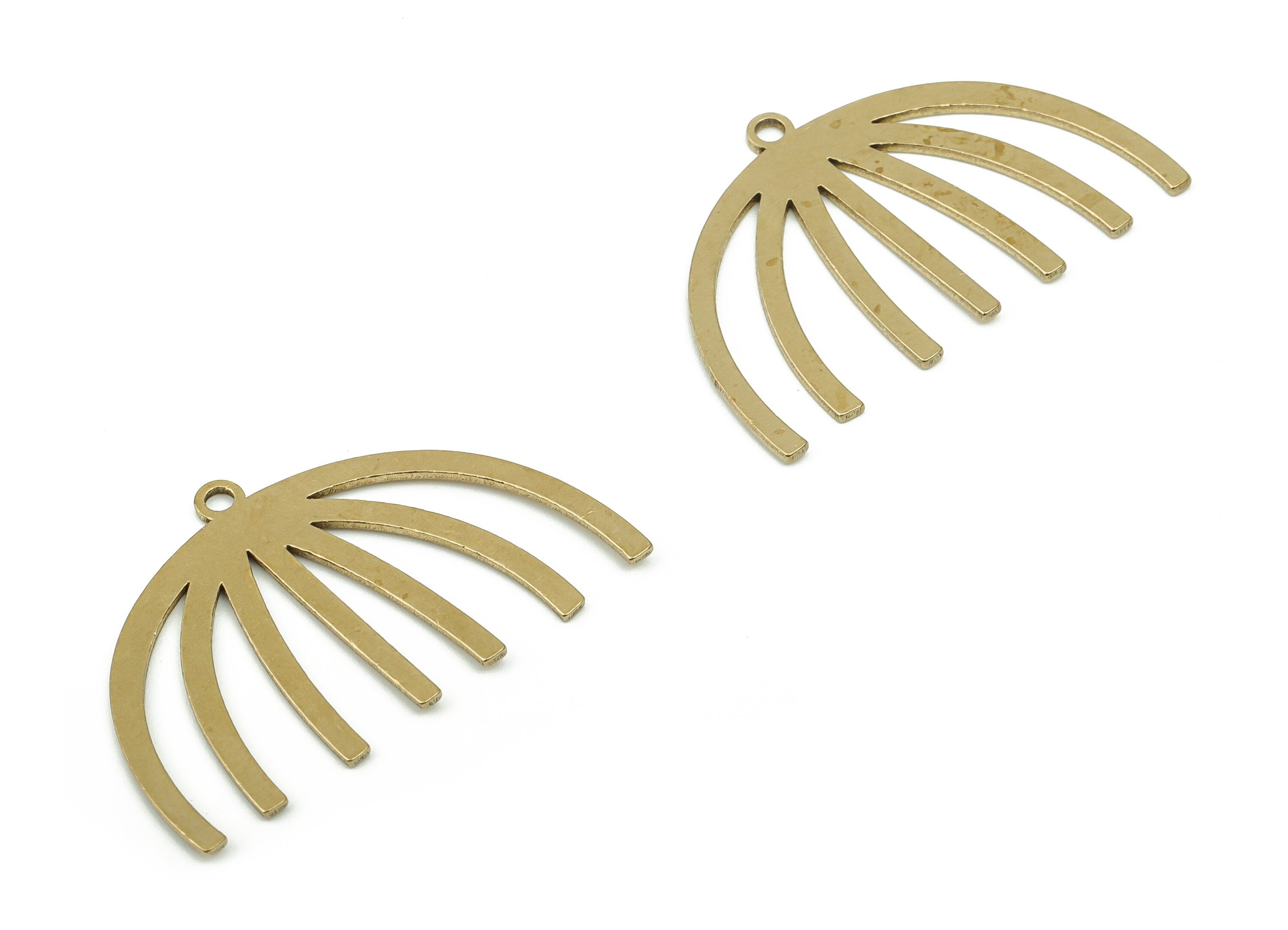 Brass Jellyfish Earring Charms - Raw Brass M Pendant - DIY Jewelry Making Supplies - 29.97x19.55x0.71mm - PPA0014 - DOMEDBAZAAR