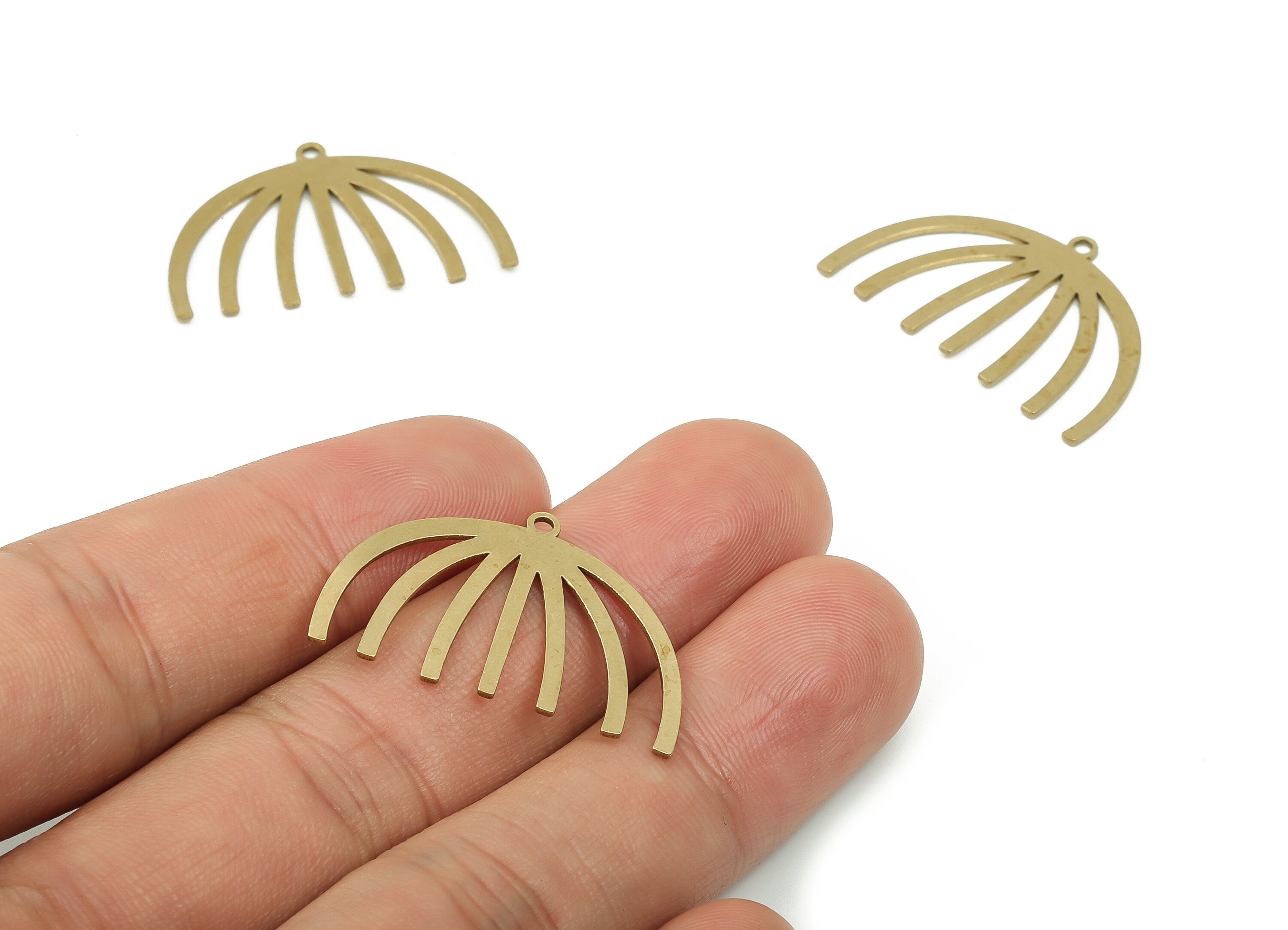 Brass Jellyfish Earring Charms - Raw Brass M Pendant - DIY Jewelry Making Supplies - 29.97x19.55x0.71mm - PPA0014 - DOMEDBAZAAR