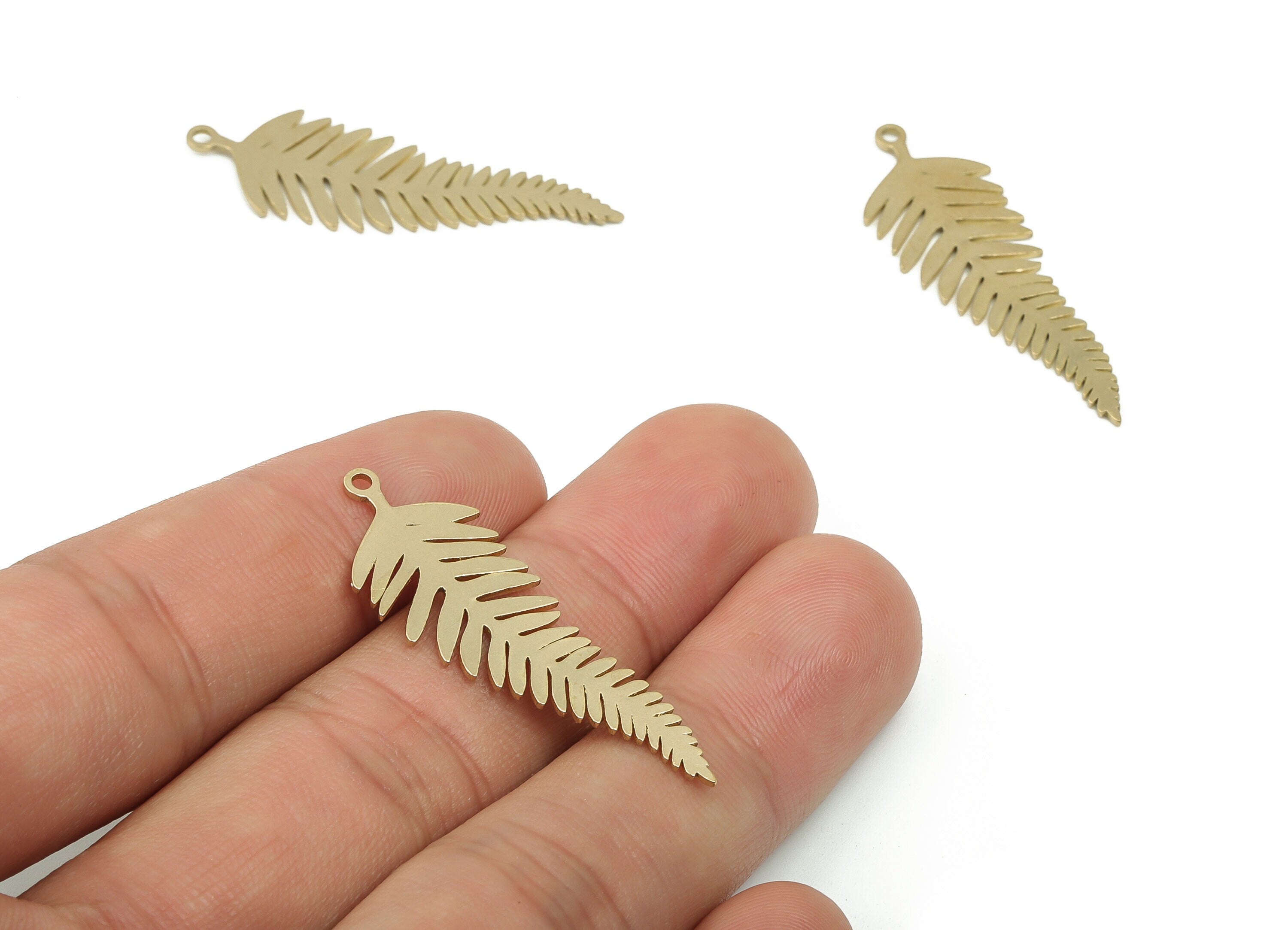 Tropical Leaf Earring Charms - Raw Brass Wheat Earring - Acicular Leaf Earring Charm - Jewelry Making Supplies - 39.2x13.12x0.85mm - PPA0036 - DOMEDBAZAAR