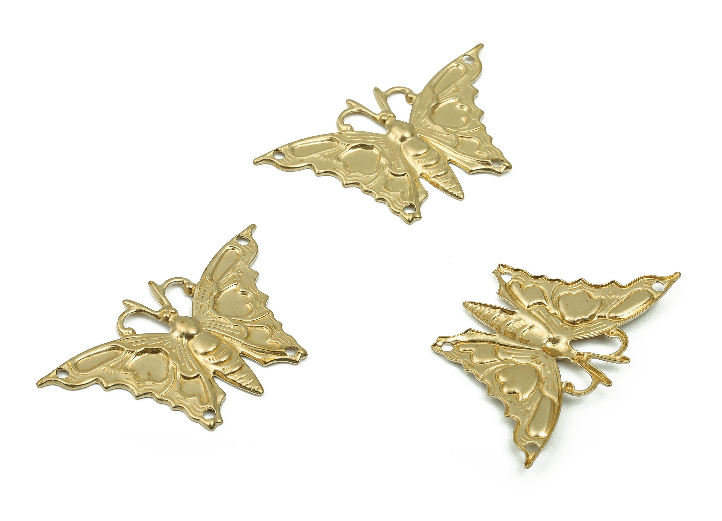 Raw Brass Butterfly Charm - Brass Animal Pendant Charm - Brass Earring Charm - Connector Charm - Jewelry Supplies -34.8x21.28x1.49mm-PP4820 - DOMEDBAZAAR