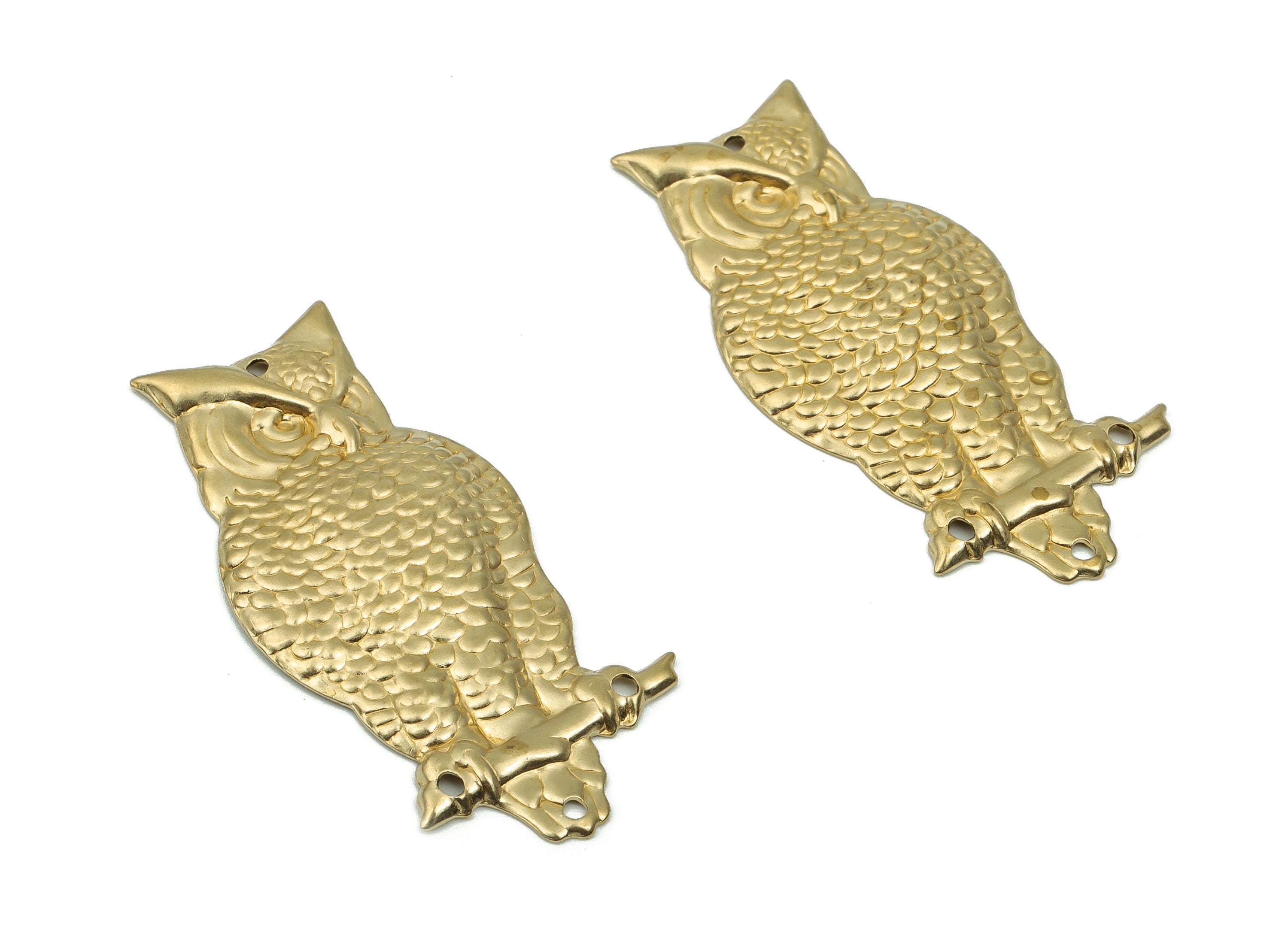 Brass Owl Earring Connectors - Raw Brass Owl Charms and Pendant - Earring Findings - Jewelry Making Supplies - 40.92x18.22x0.77mm - PP4830 - DOMEDBAZAAR