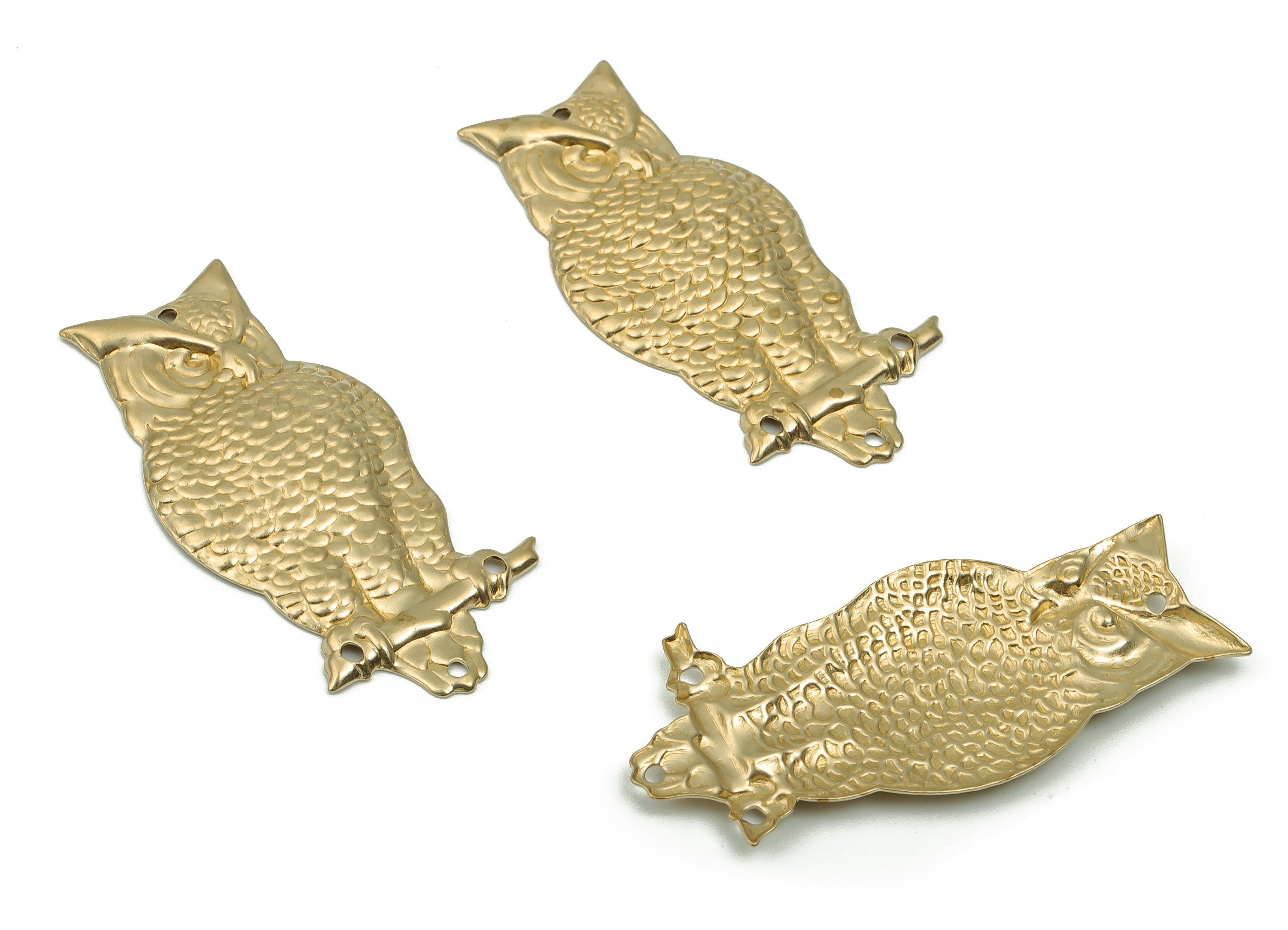 Brass Owl Earring Connectors - Raw Brass Owl Charms and Pendant - Earring Findings - Jewelry Making Supplies - 40.92x18.22x0.77mm - PP4830 - DOMEDBAZAAR