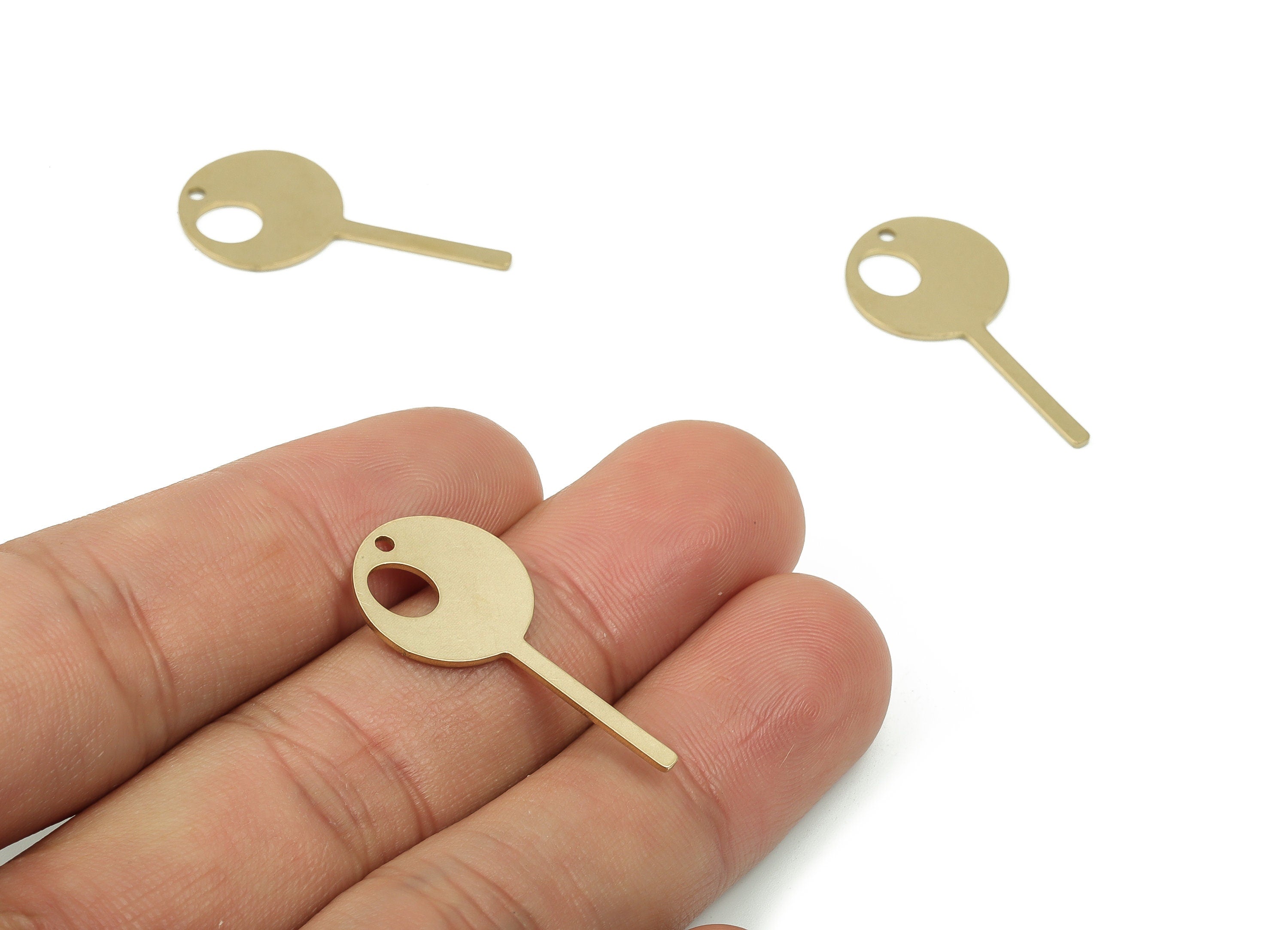 Stamping Blank Brass Lollipop Earring Charms - Raw Brass Key Pendant - Jewelry Making Supplies - 29.83x14.17x0.83mm - PPA0050 - DOMEDBAZAAR