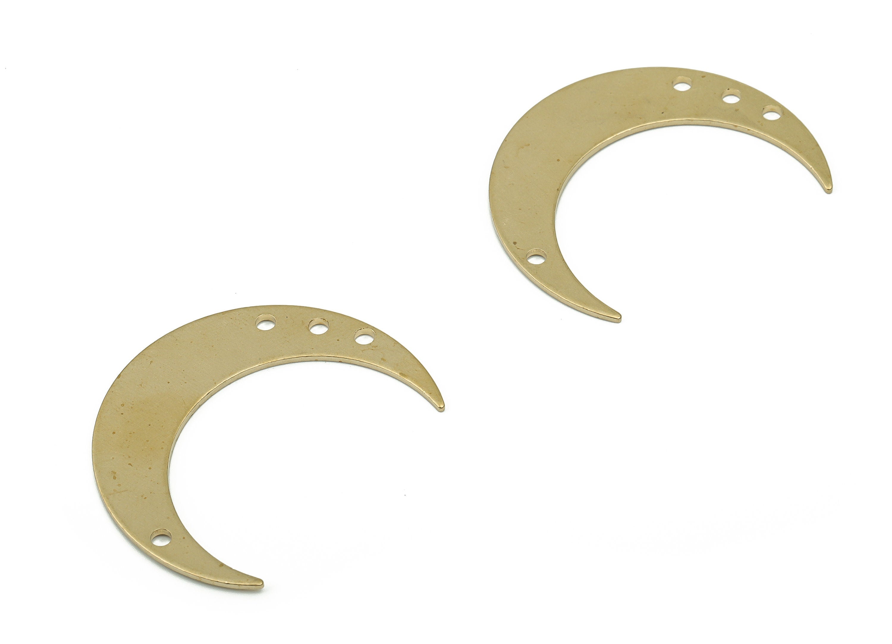 Brass Crescent Earring Connectors - Raw Brass Moon Charms and Pendant - Jewelry Making Supplies - 37.83x33.01x1.03mm - PP4826 - DOMEDBAZAAR
