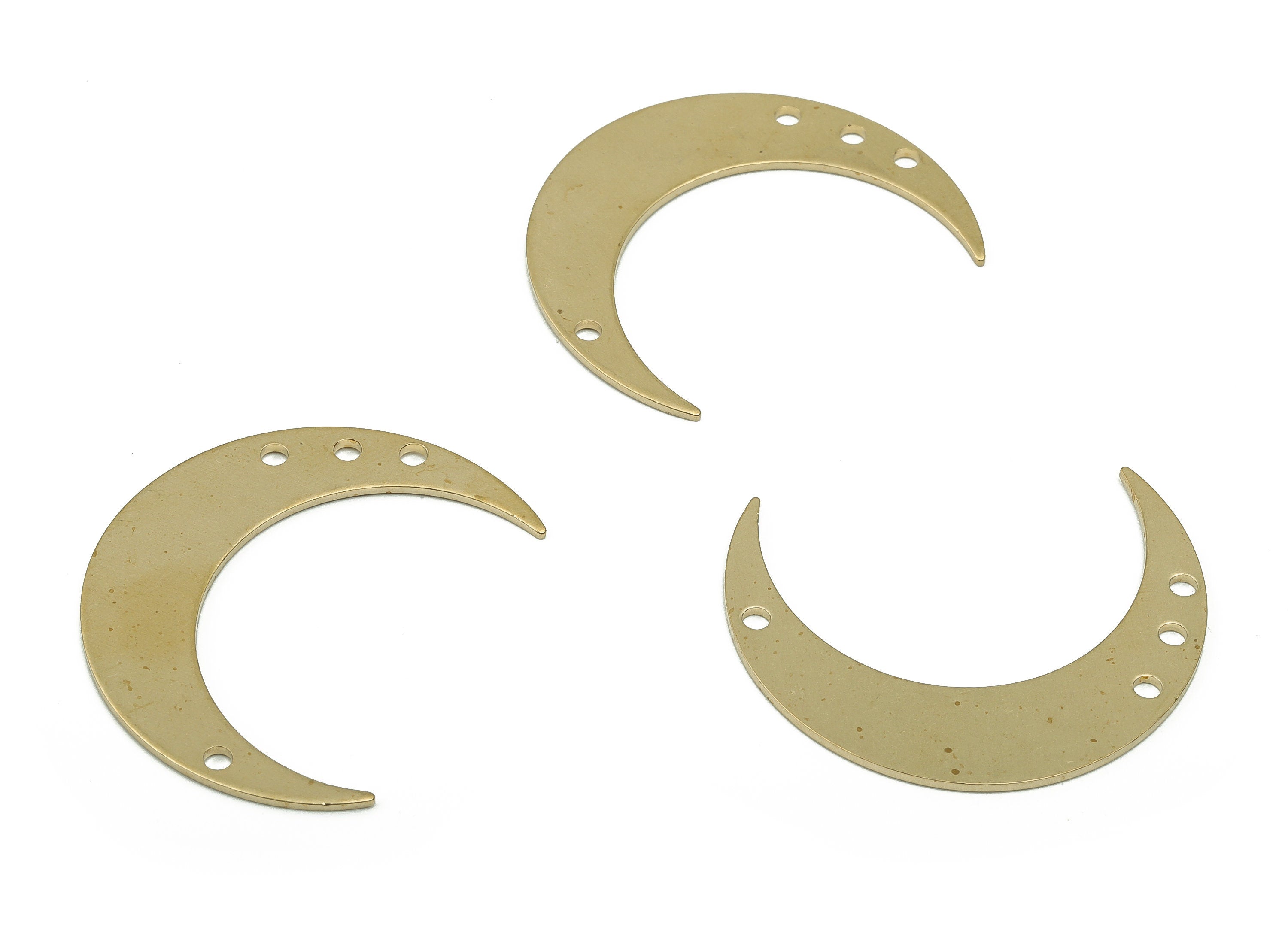 Brass Crescent Earring Connectors - Raw Brass Moon Charms and Pendant - Jewelry Making Supplies - 37.83x33.01x1.03mm - PP4826 - DOMEDBAZAAR