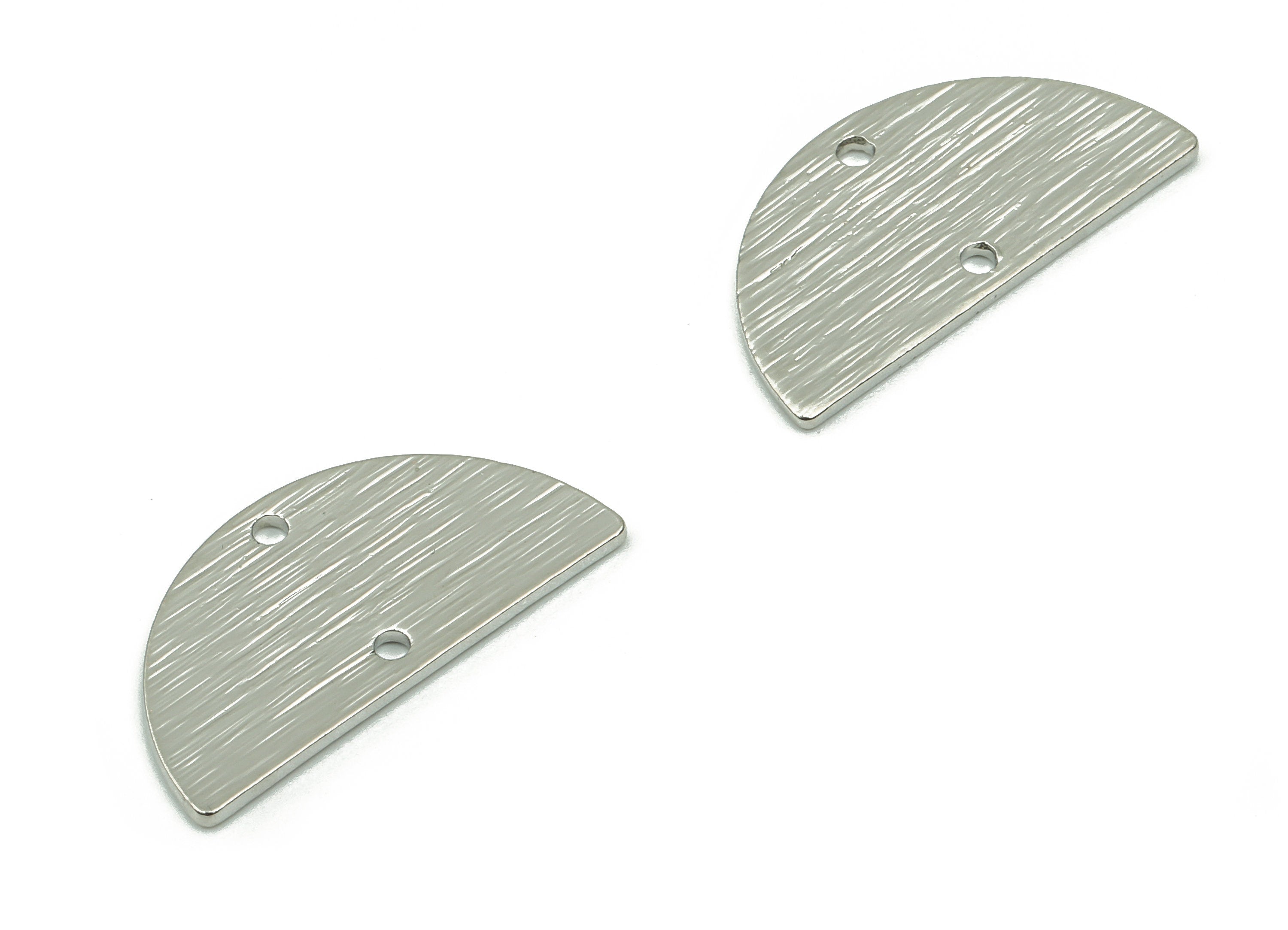 BrassTextured  Semi Circle Charm - Brass Half Moon Charm - Half Moon Earrings Charm - Silver Tone Plated Brass -21.15x10.65x0.9mm- PP1804S - DOMEDBAZAAR