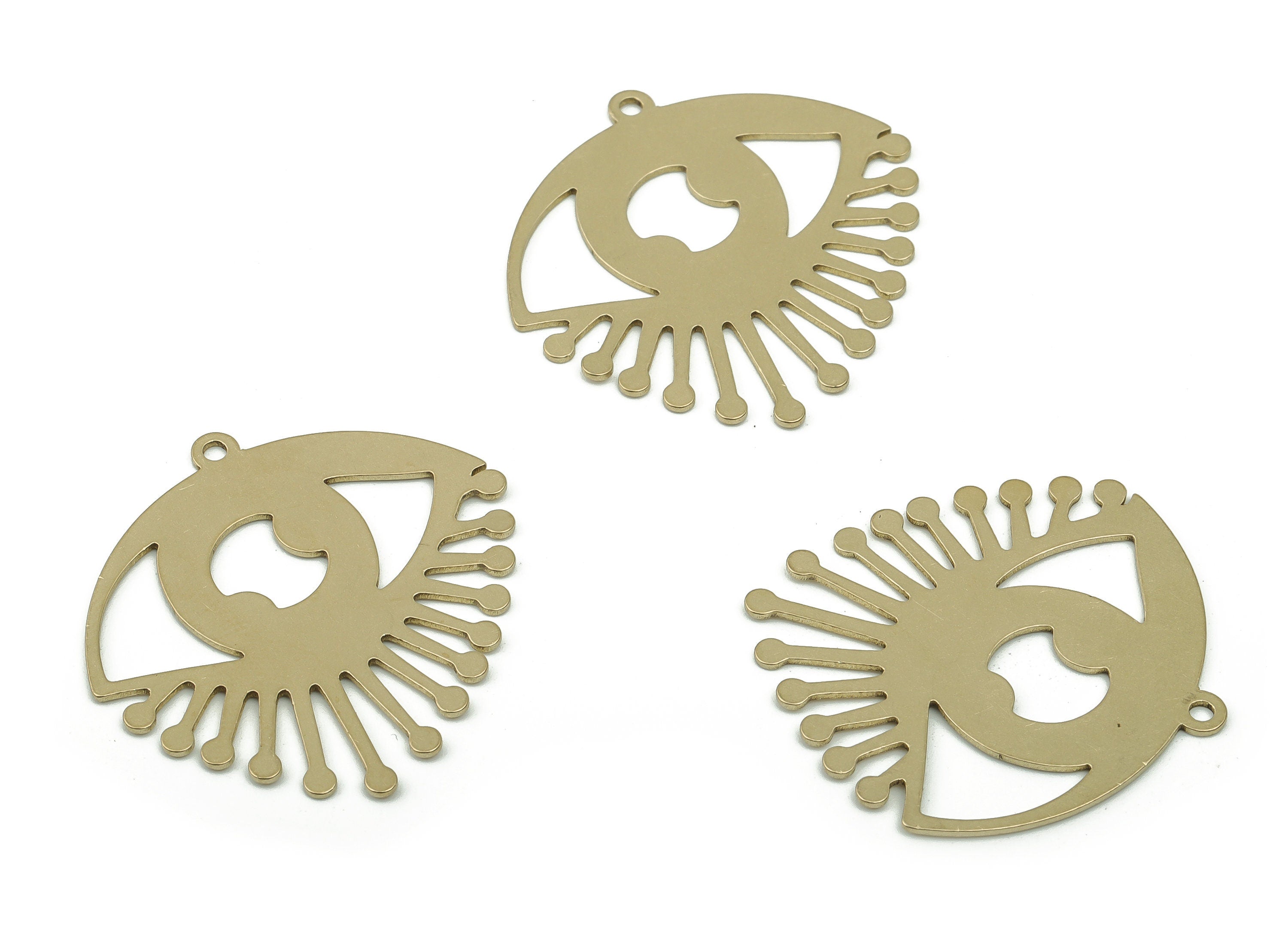 Brass Eye Pendant Charm - Raw Brass Eyelash Earring Charm - Laser Cut Charm - DIY Making Charm - Jewelry Supplies -30.16x29.67x0.6mm- PP4835 - DOMEDBAZAAR