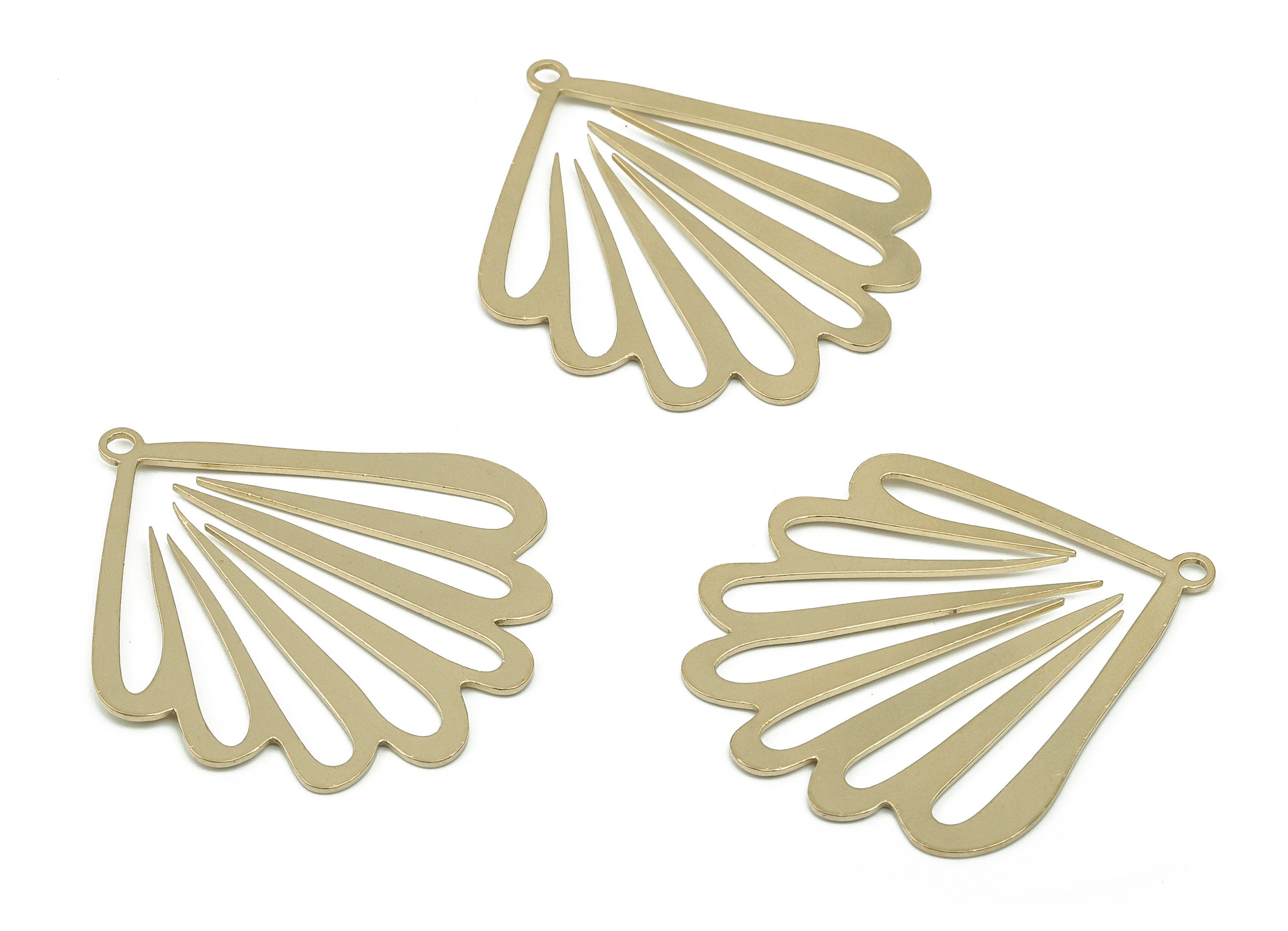 Brass Flower Earring Charms - Raw Brass Flower Leaves Pendant  - DIY Jewelry Making Supplies - 39.87x36.43x0.71mm - PPA0037 - DOMEDBAZAAR