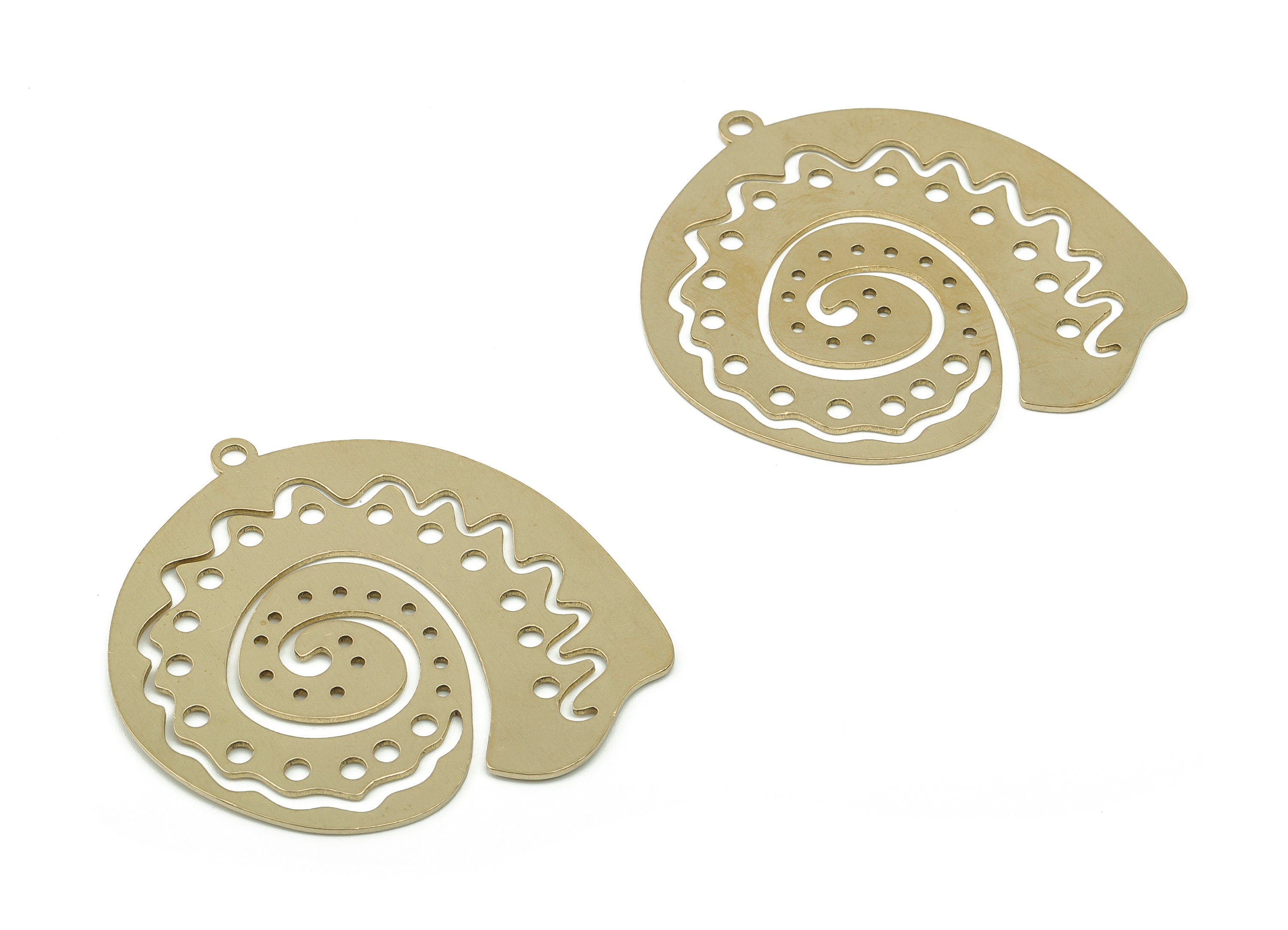 Brass Snail Earring Charms - Raw Brass Snail Pendant - Laser Cut Charm - Jewelry Making Supplies - 40.08x38.07x0.7mm - PPA0077 - DOMEDBAZAAR