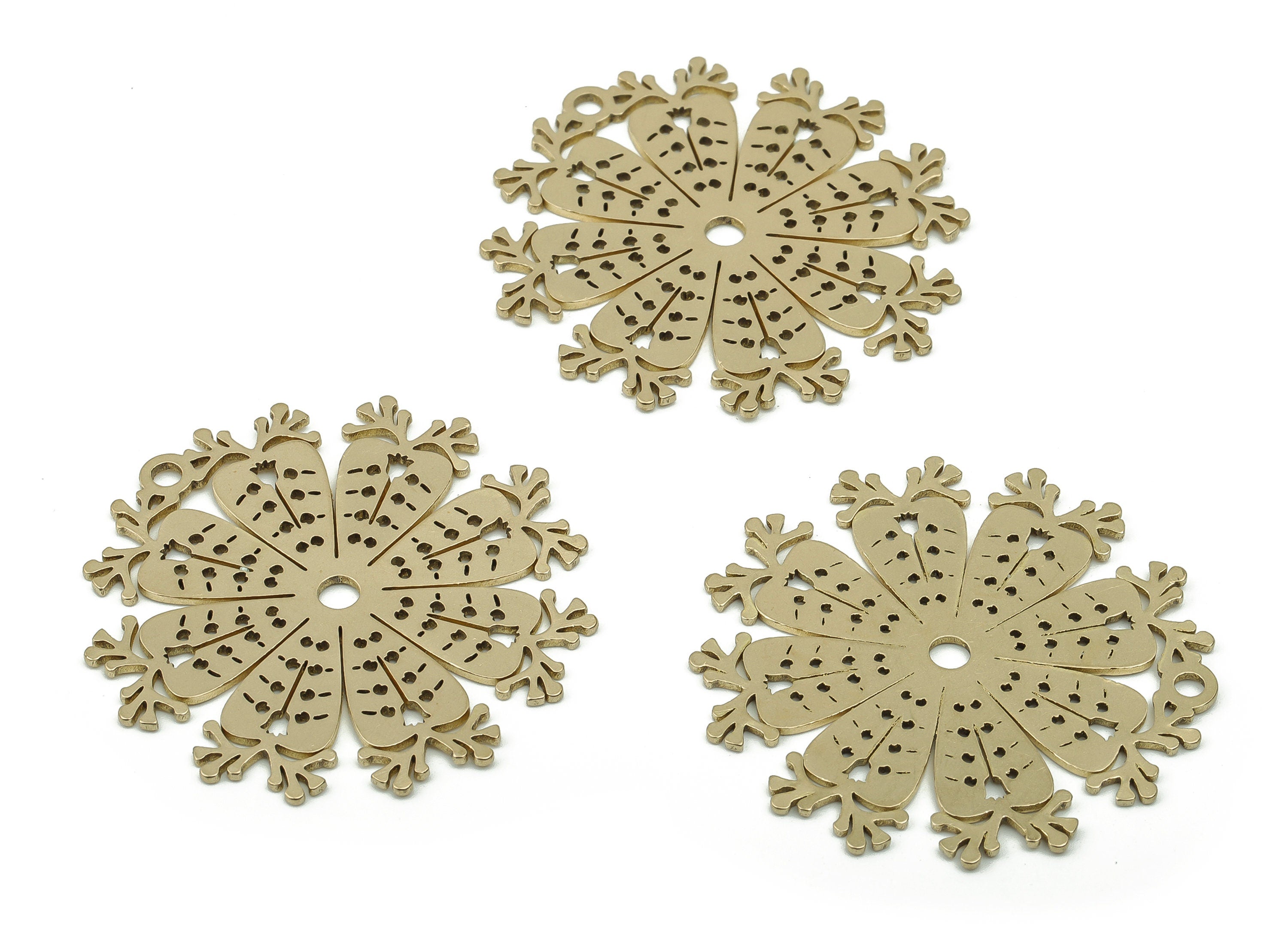 Brass Flowers Fulip Earring Connectors - Raw Brass Carrot Coral Charms and Pendant - Jewelry Making Supplies - 35.39x34.84x0.79mm - PPA0117 - DOMEDBAZAAR