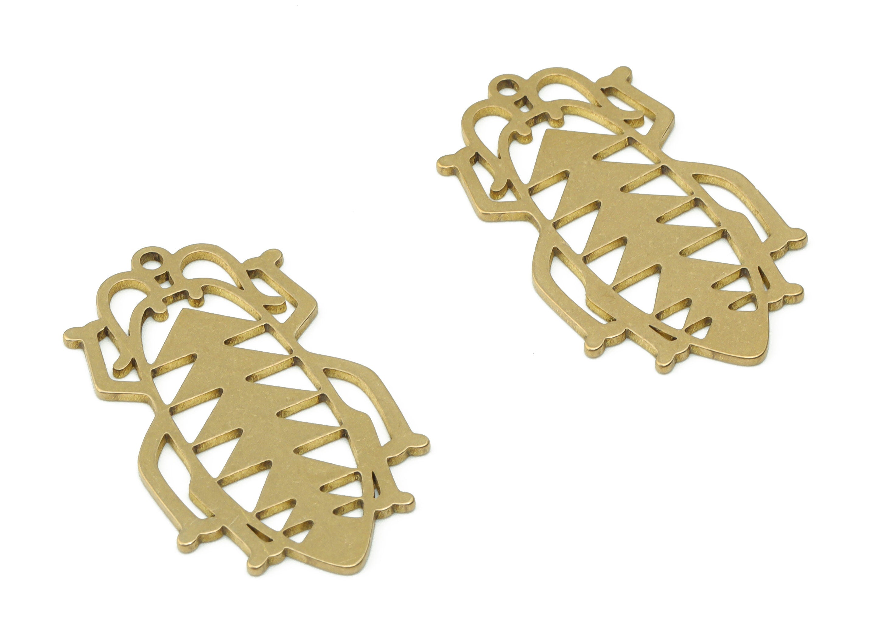 Brass Insect Grasshopper Earring Charms - Raw Brass Triangles Insect Pendant - DIY Jewelry Making Supplies - 33.09x19.86x0.86mm - PPA0510 - DOMEDBAZAAR