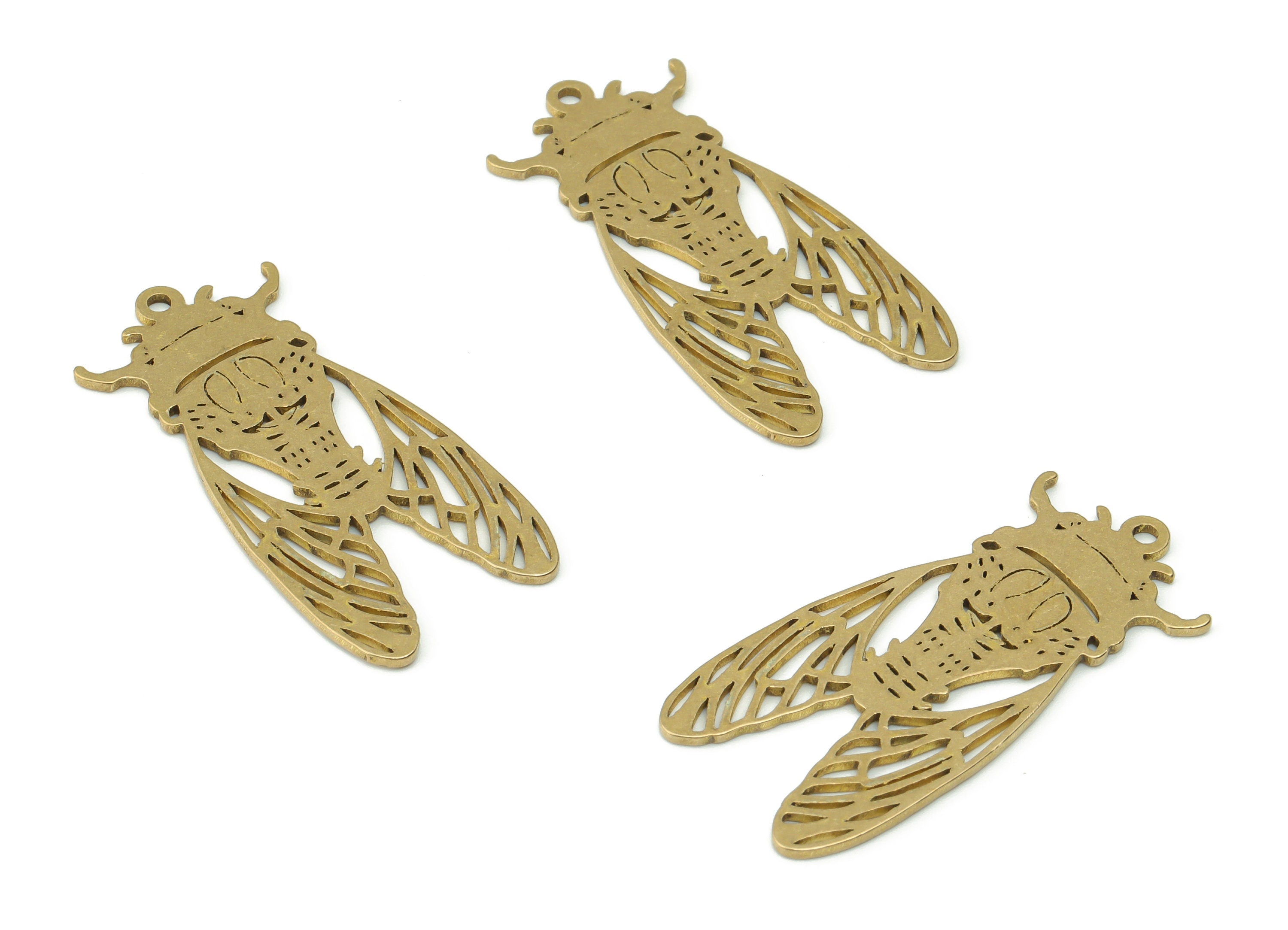 Brass Insect Earring Charms - Raw Brass Insect Pendant - DIY Jewelry Making Supplies - 33.73x15.92x0.84mm - PPA0512 - DOMEDBAZAAR