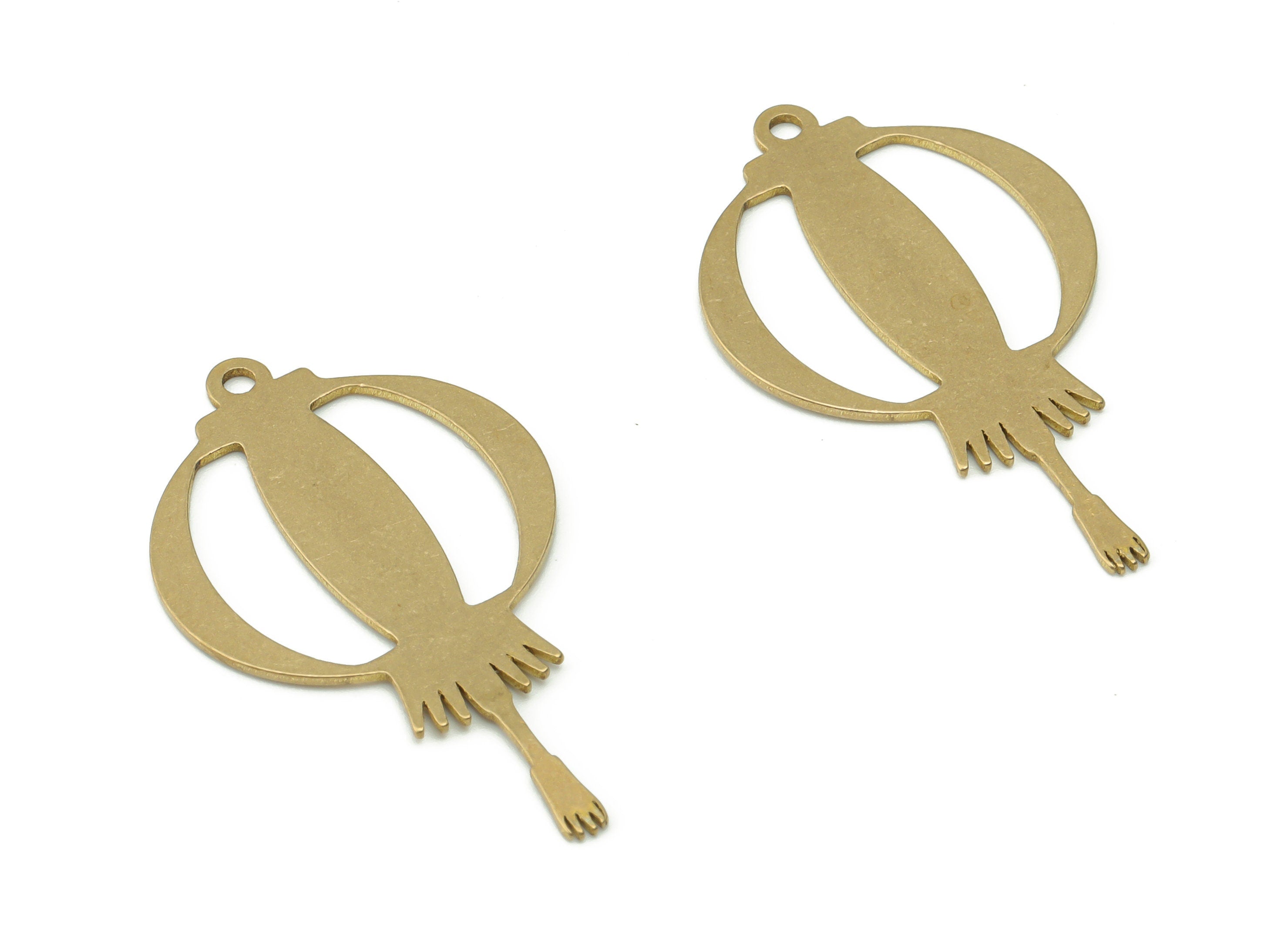 Brass Lantern Balloon Earring Charms - Raw Brass Lantern Pendant - Jewelry Making Supplies - 31.97x19.14x0.67mm - PPA0442 - DOMEDBAZAAR