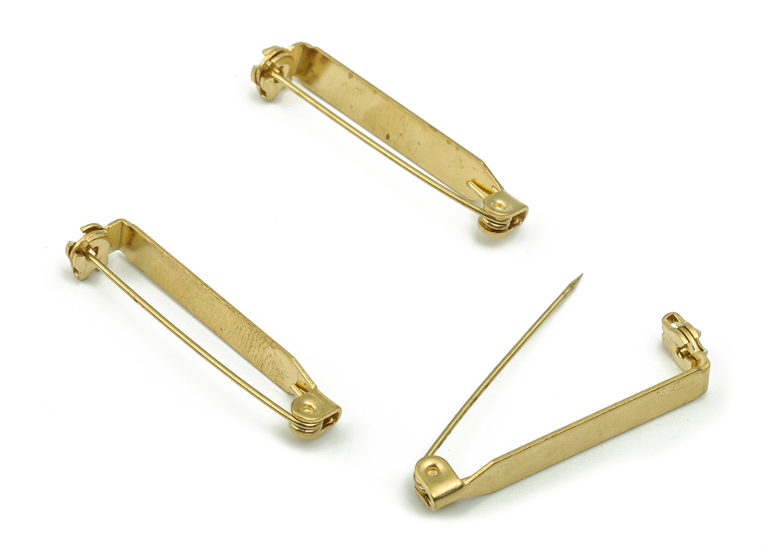 Brass Brooch Pins - Raw Brass Back Base Safety Pin - Earring Findings - Jewelry Making Supplies - 33.39x6.67x2.85mm - PP3000 - DOMEDBAZAAR