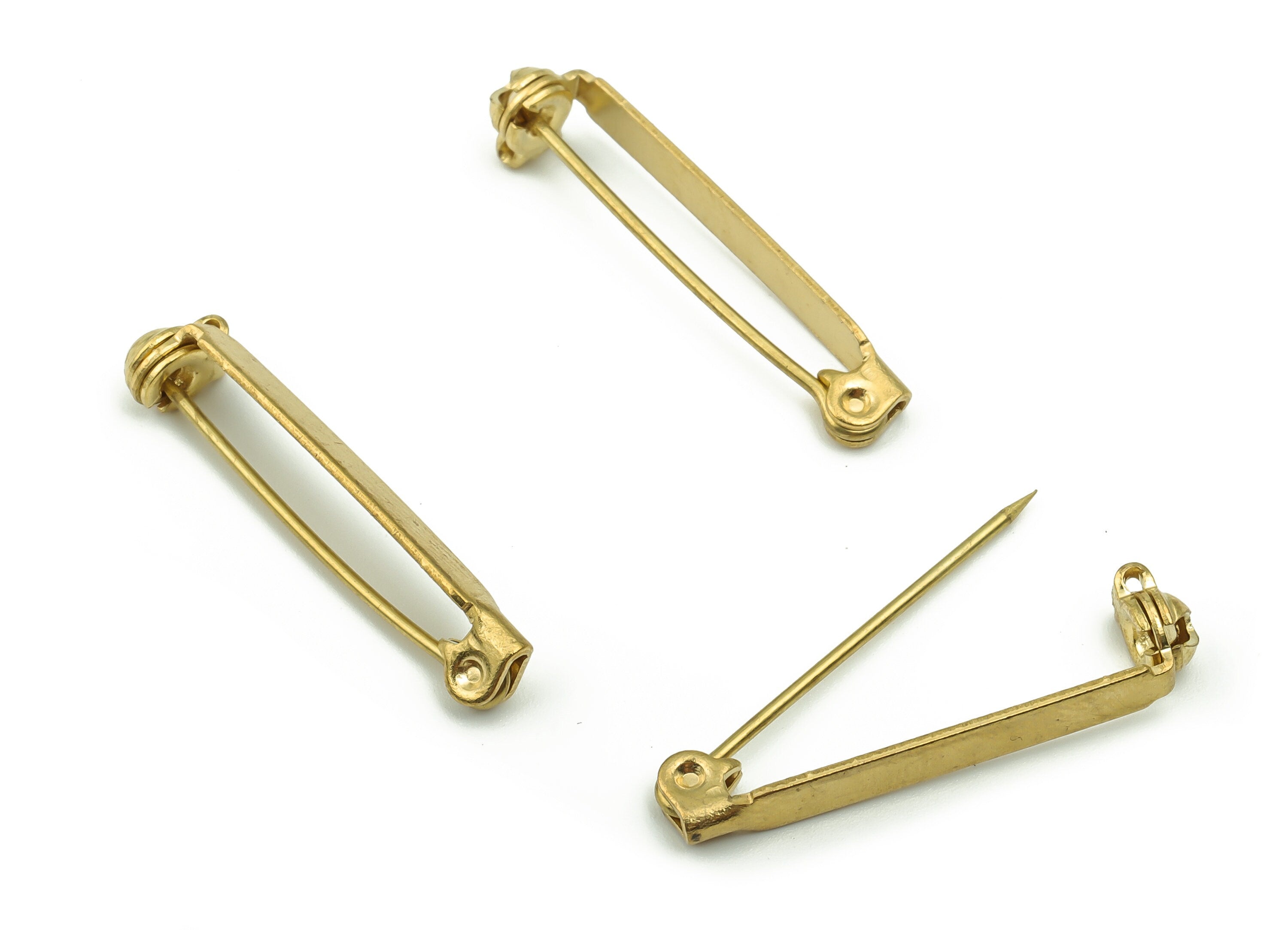 Brass Brooch Pins - Raw Brass Back Base Safety Pin - Earring Findings - Jewelry Making Supplies - 27.3x6.67x3.25mm - PP3005 - DOMEDBAZAAR