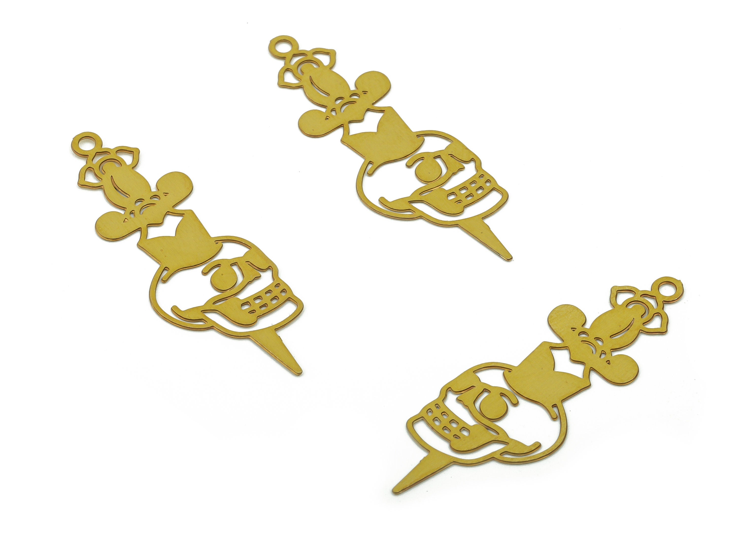 Raw Brass Skull Earring Charms - Brass Skull Pendant Charm - Brass Connectors Charm - Jewelry Making Supplies -32.49x11.07x0.27mm- JJB6776 - DOMEDBAZAAR