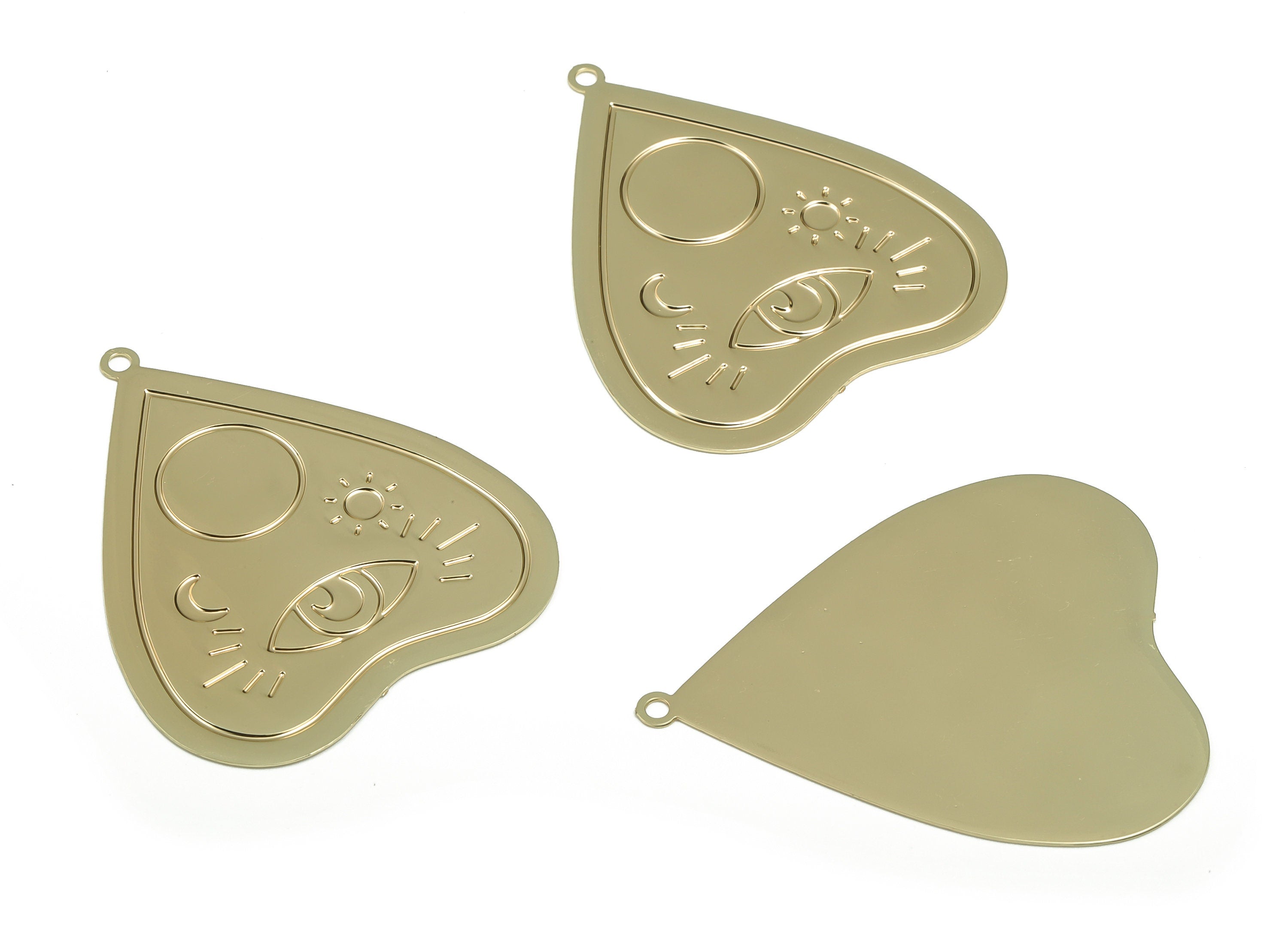 Gold Heart Eye Pendant -Brass Heart Pendant - Brass Moon Sun Earring Charms - Heart Charms- Gold eye Pendant- 37.26x31.18x0.46mm- JJB6762G - DOMEDBAZAAR