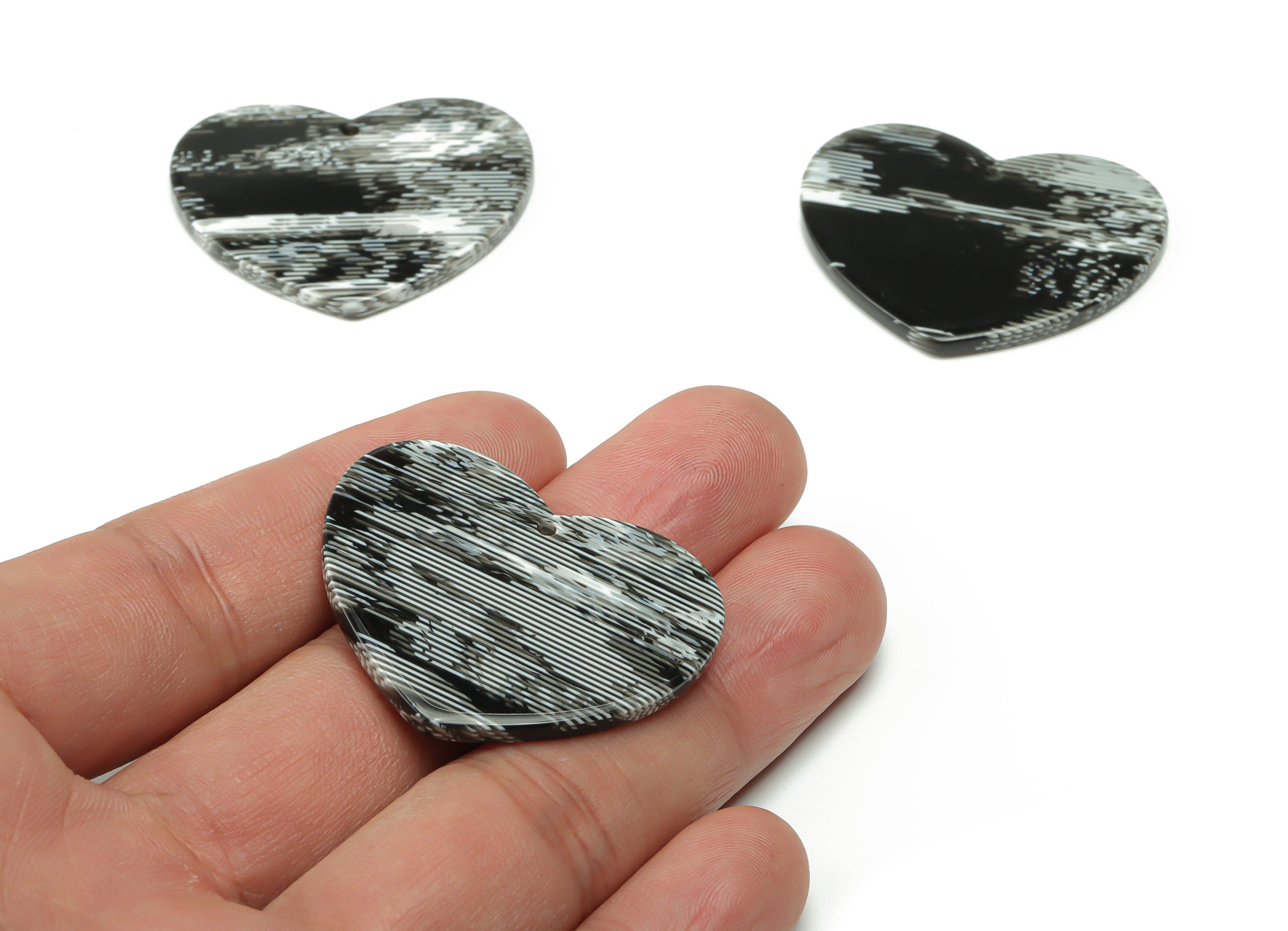 Acetate Heart Earring Charms - Acetate Heart Pendant - Jewelry Making Supplies - Color Code:A737 - 31.17x27.81x2.52mm - AC2365-A737 - DOMEDBAZAAR